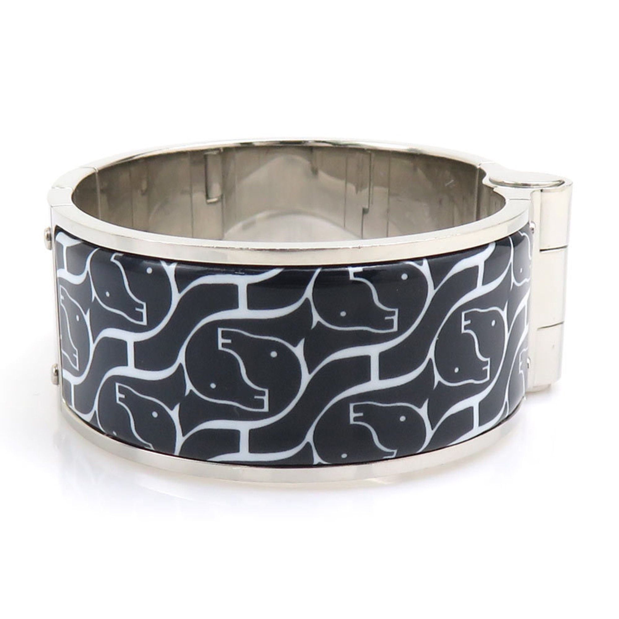 Hermes Hermes Hermès Charnière Bangle Bracelet in Metal/Enamel, Silver/Multicolor, Women's, e61417a Size ONE SIZE - 2 Thumbnail