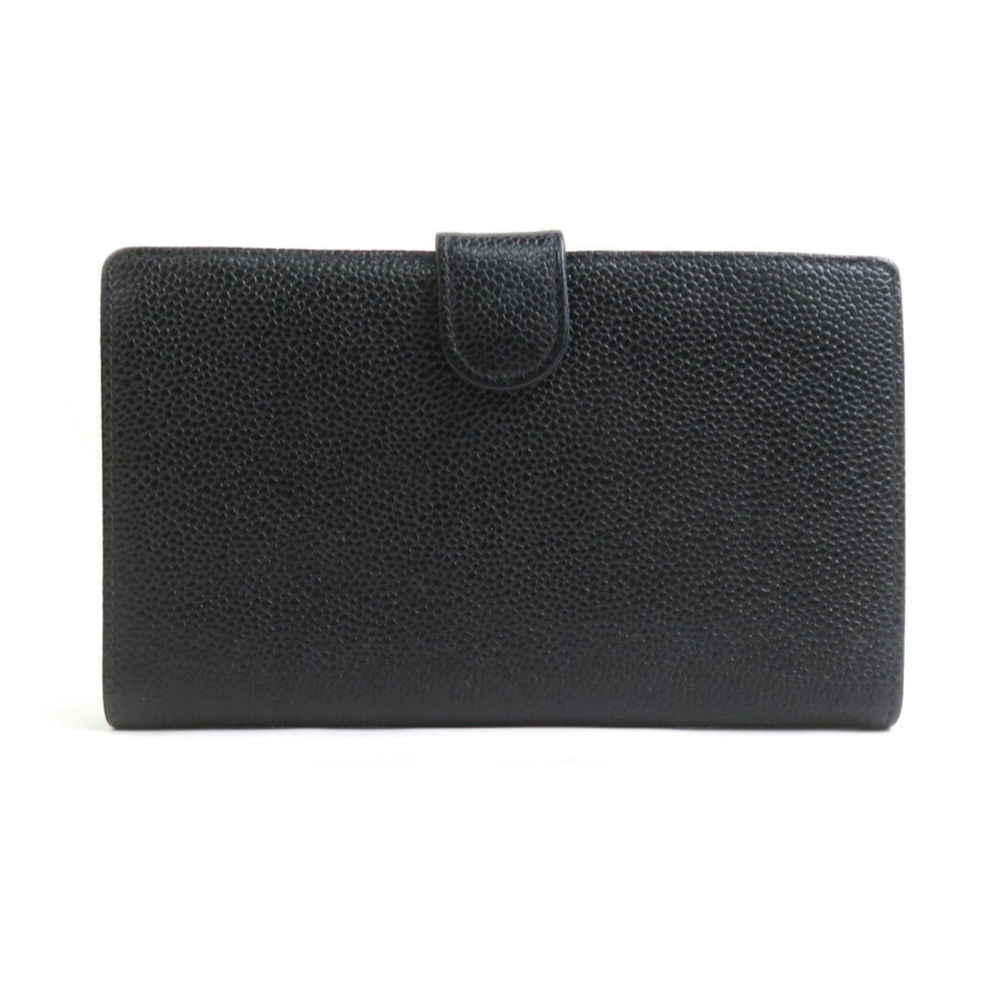 Chanel CHANEL Bifold Wallet in Caviar Leather, Black and Gold, Women's, e61404a Size ONE SIZE - 2 Thumbnail