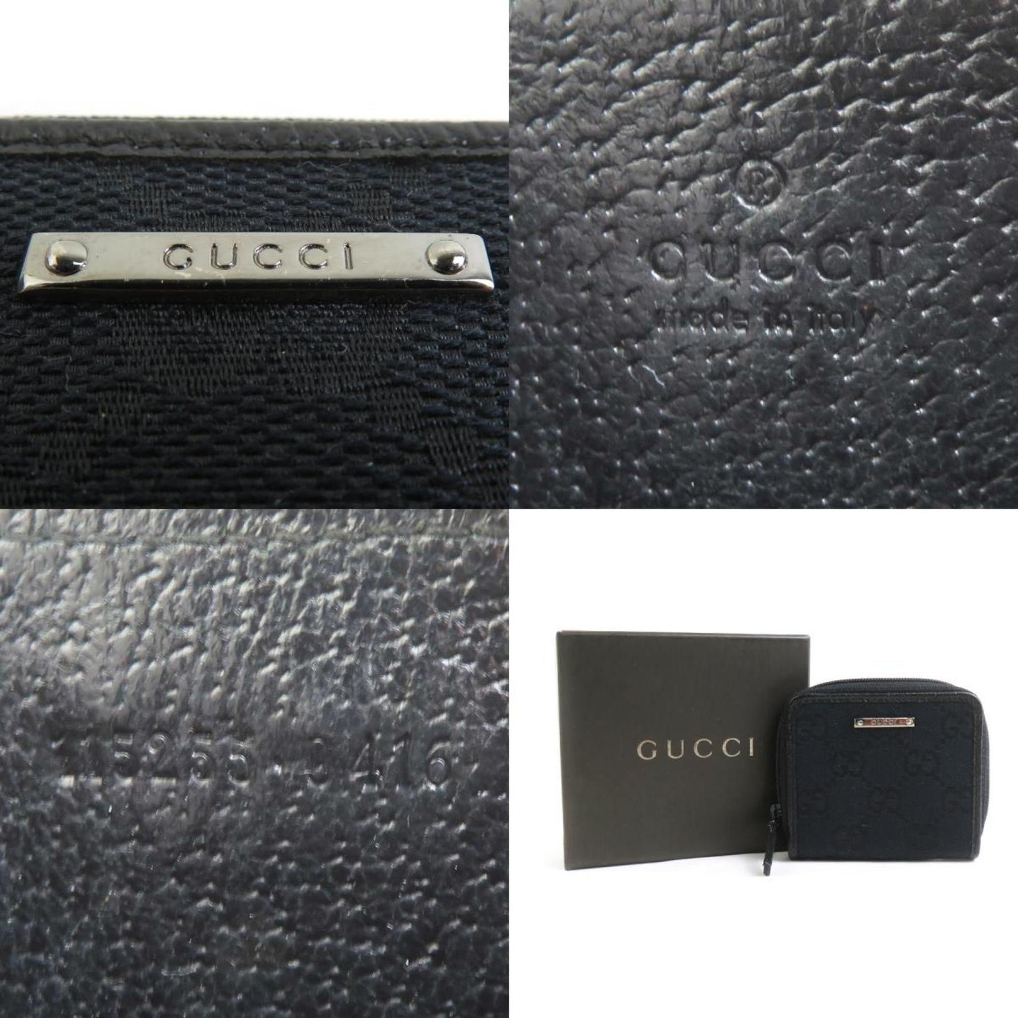Gucci Gucci GG Canvas/Leather Coin Purse, Black, Unisex, 115255, H31909a Size ONE SIZE - 5 Thumbnail