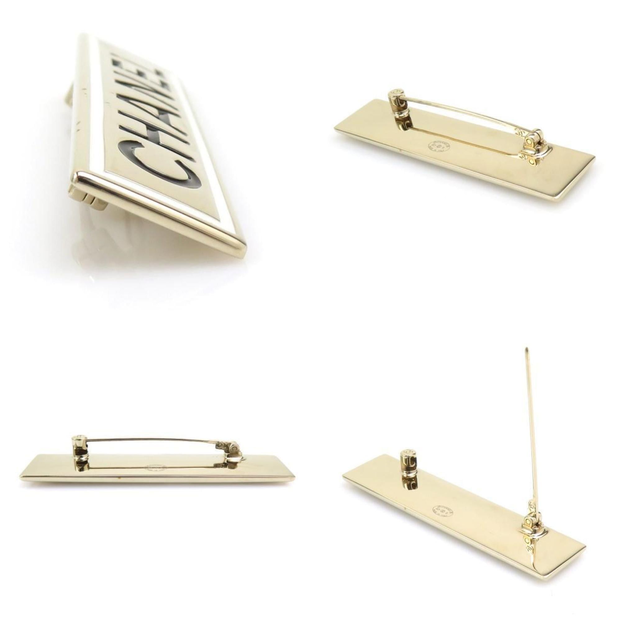 Chanel CHANEL Brooch, Metal/Enamel, Light Gold/Black/White, Women's, e61413i Size ONE SIZE - 3 Thumbnail