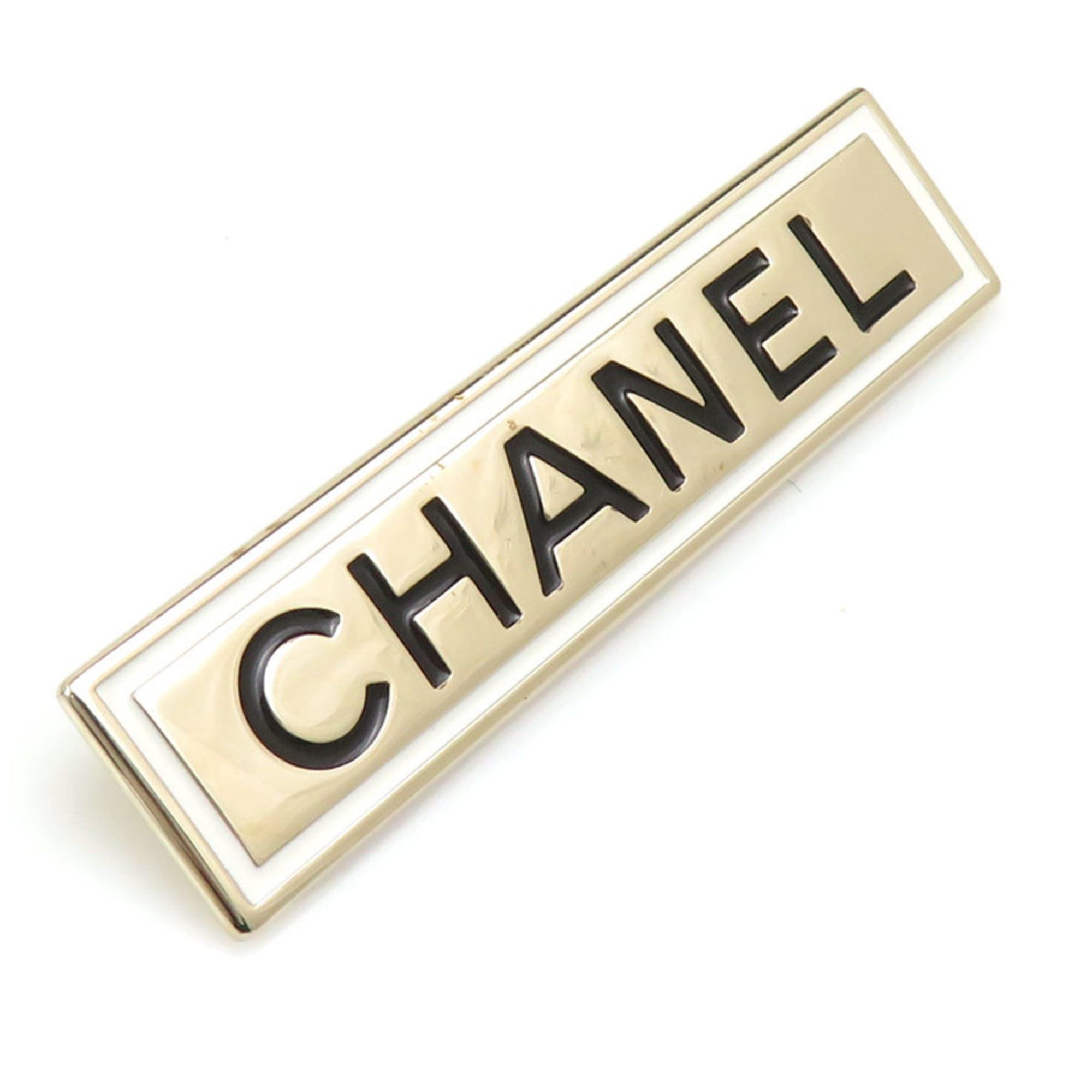 Chanel CHANEL Brooch, Metal/Enamel, Light Gold/Black/White, Women's, e61413i Size ONE SIZE - 2 Thumbnail