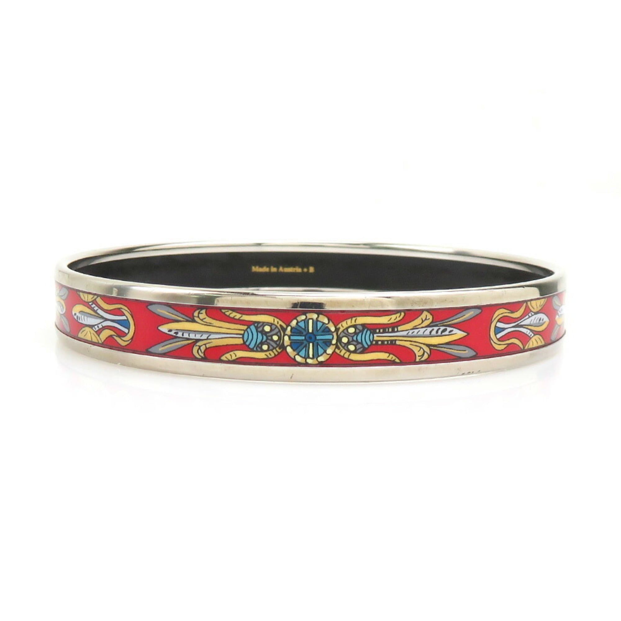 Hermes Hermès HERMES bangle bracelet in enamel, silver, red, and multicolor, women's, e61416a Size ONE SIZE - 3 Thumbnail