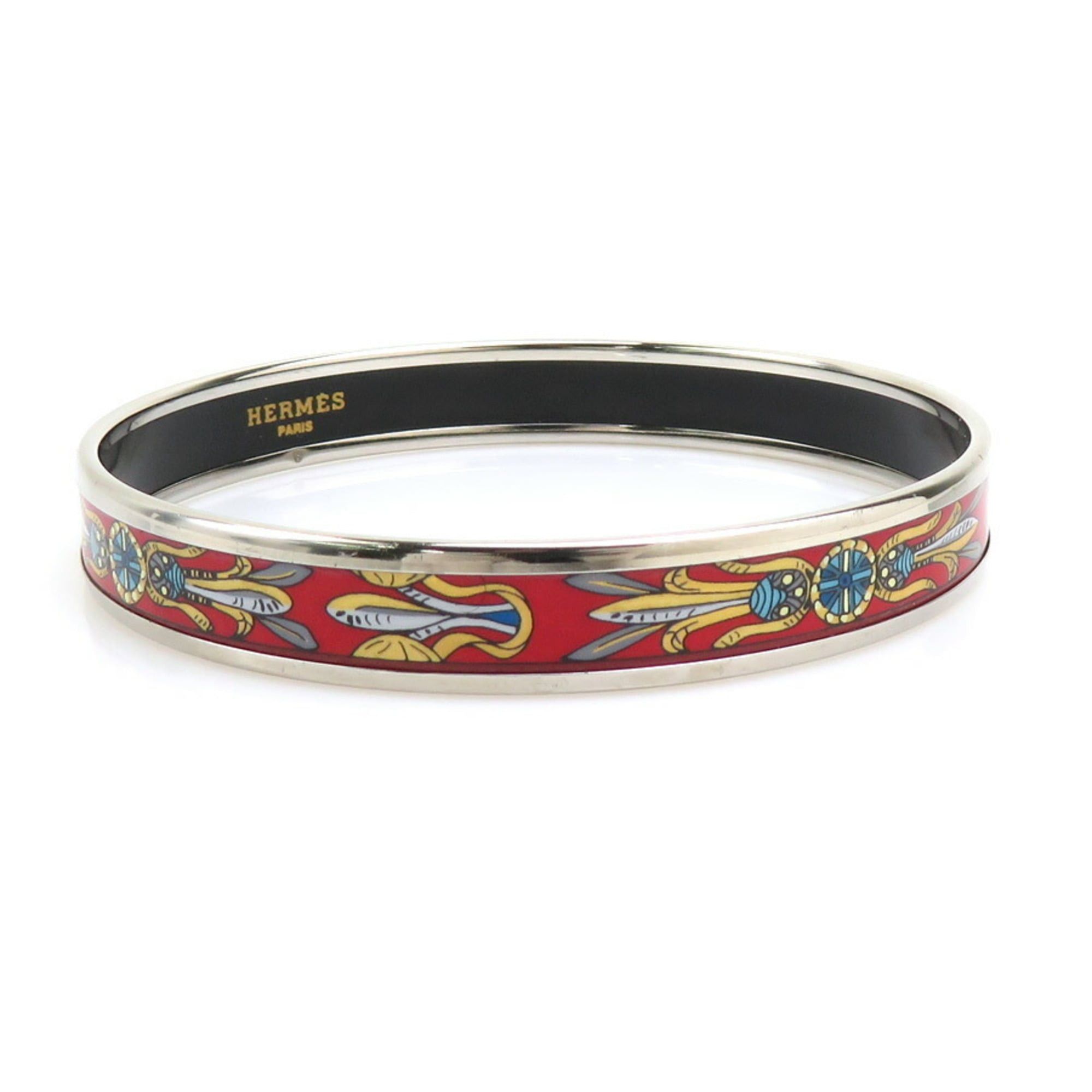 Hermes Hermès HERMES bangle bracelet in enamel, silver, red, and multicolor, women's, e61416a Size ONE SIZE - 2 Thumbnail