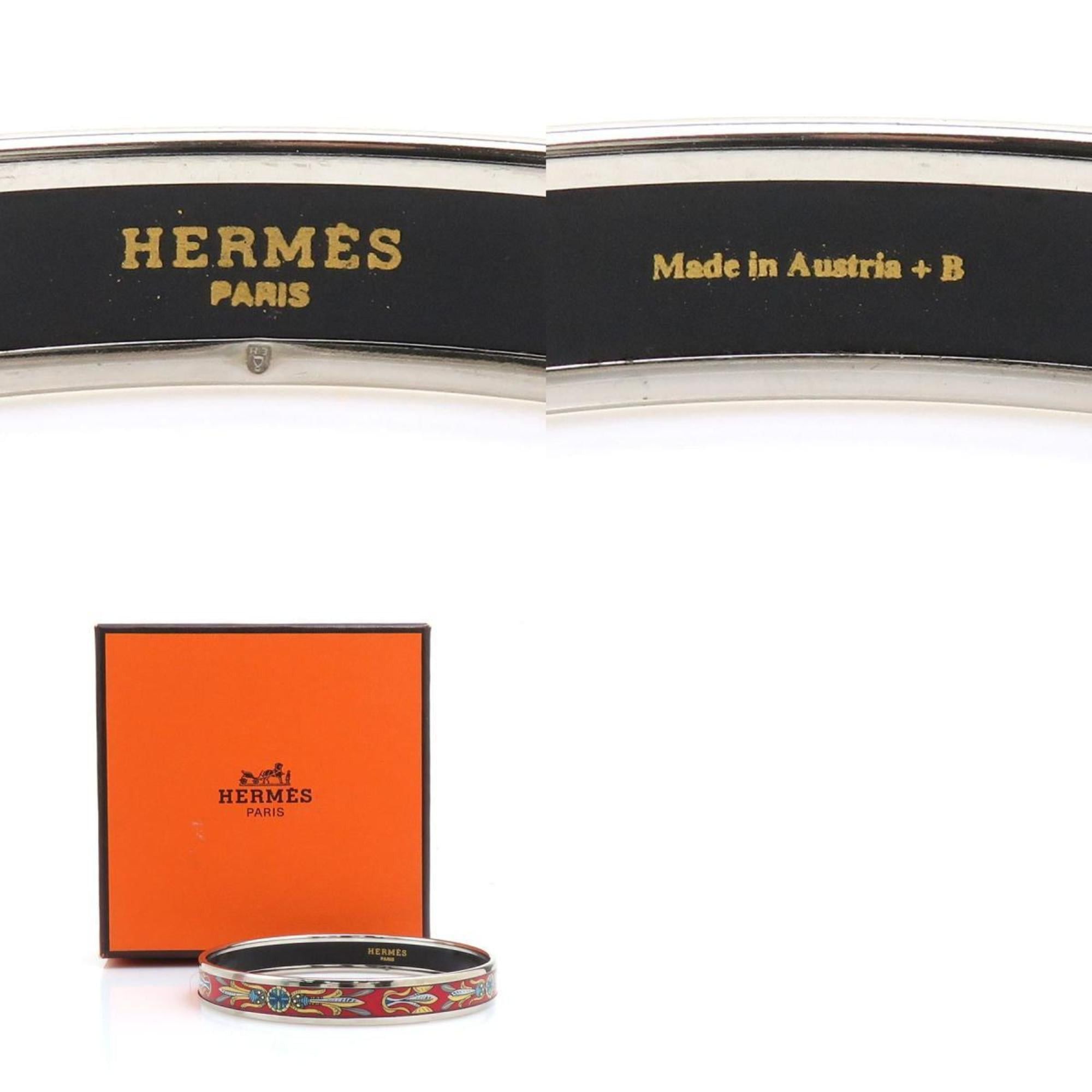 Hermes Hermès HERMES bangle bracelet in enamel, silver, red, and multicolor, women's, e61416a Size ONE SIZE - 5 Thumbnail