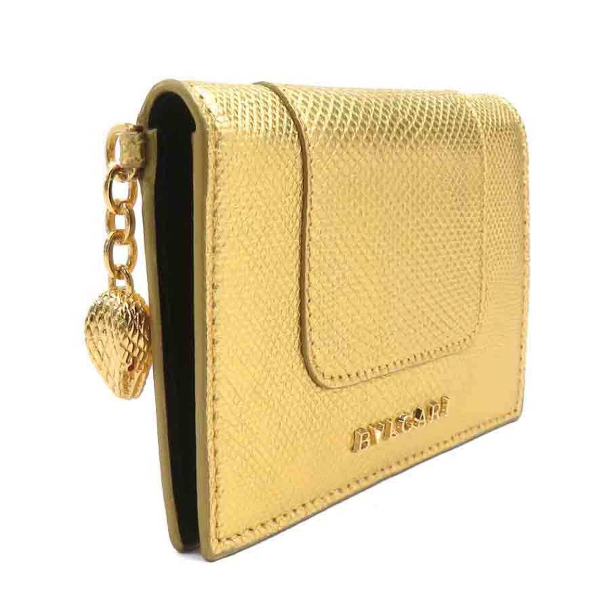 Bvlgari BVLGARI Serpenti Business Card Case, Embossed Leather/Metal, Gold, Unisex, e61384j Size ONE SIZE - 2 Thumbnail