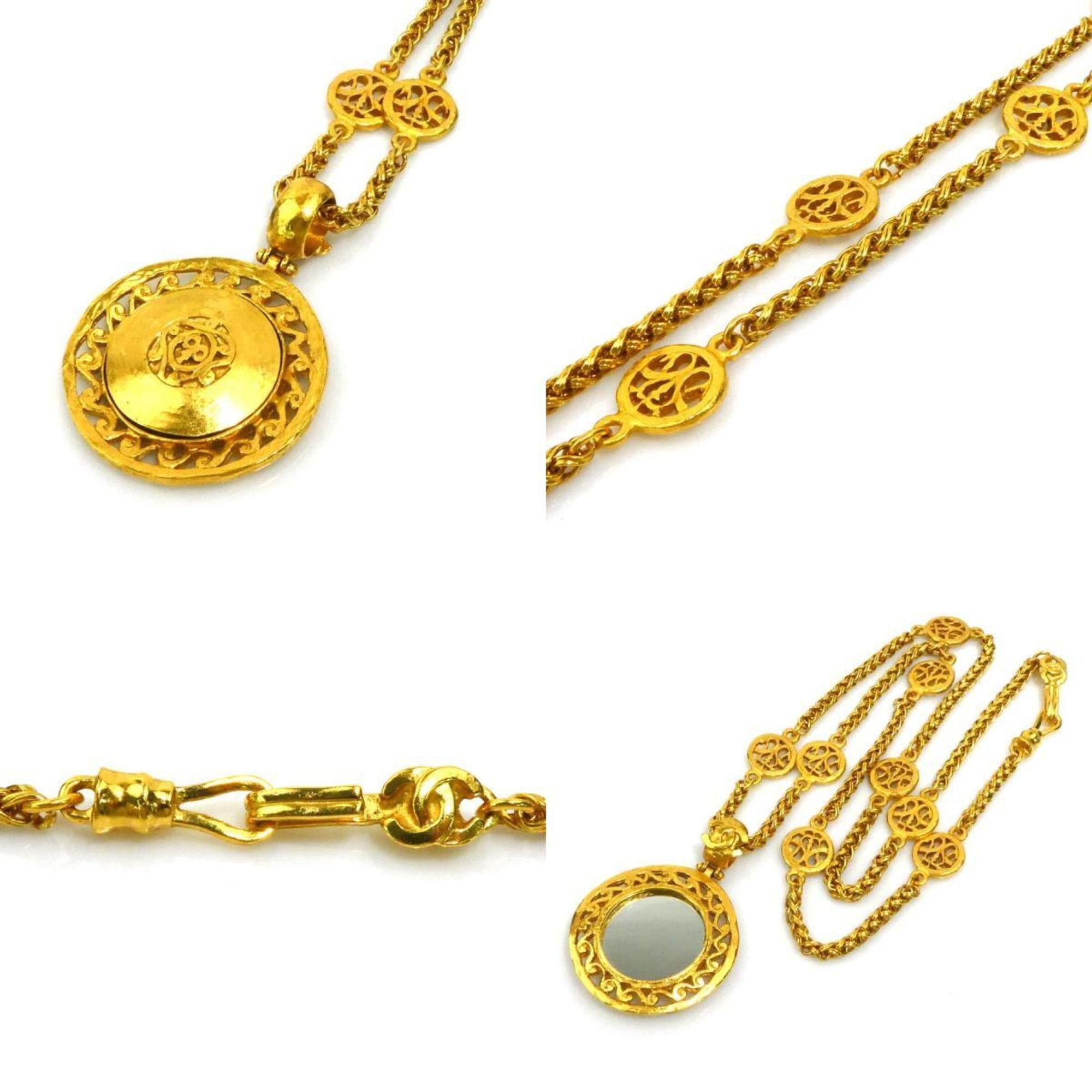 Chanel CHANEL Mirror Pendant Necklace in Metal Gold for Women e61391a Size ONE SIZE - 4 Thumbnail
