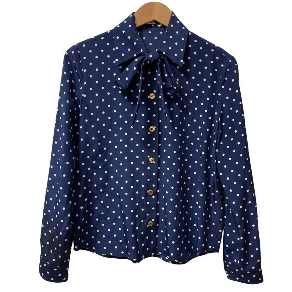 Miu Miu Miu Miu Miu Miu Polka Dot Crepe de Chine Setup Textile Tops DUTY FREE for USA Size ONE SIZE - 3 Thumbnail