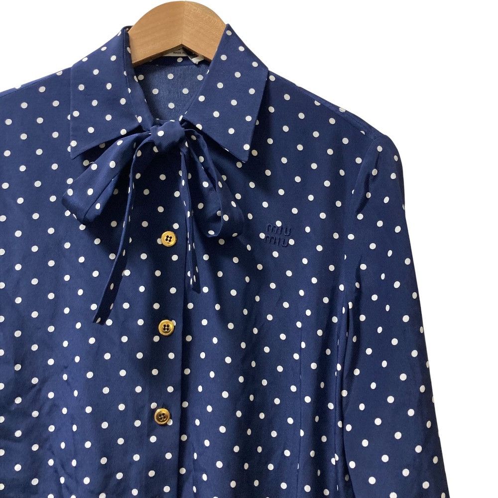 Miu Miu Miu Miu Miu Miu Polka Dot Crepe de Chine Setup Textile Tops DUTY FREE for USA Size ONE SIZE - 4 Thumbnail