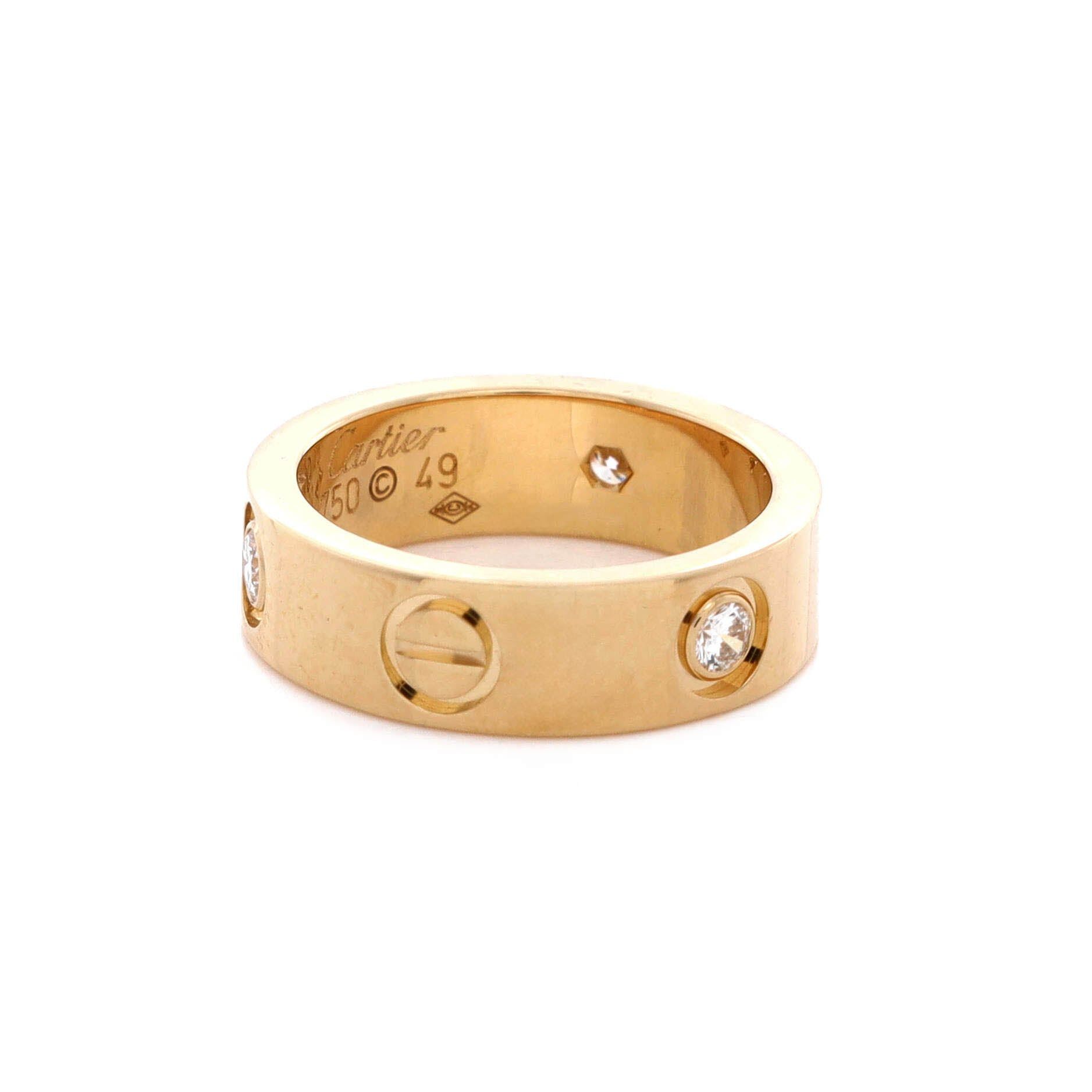 Cartier Love 3 Diamonds Band Ring Size ONE SIZE - 3 Thumbnail