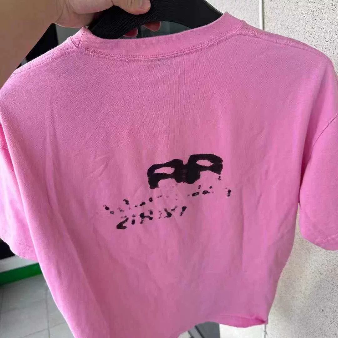 Balenciaga Balenciaga Pink Double B Graffiti T-shirt Size L / US 10 / IT 46 - 6 Thumbnail