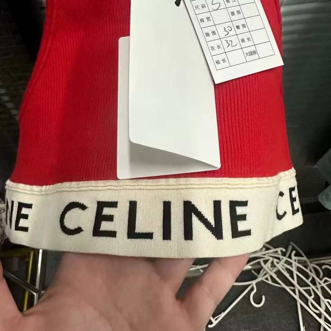 Celine Celine Red Slogan Tank Top S Size S / US 4 / IT 40 - 3 Thumbnail