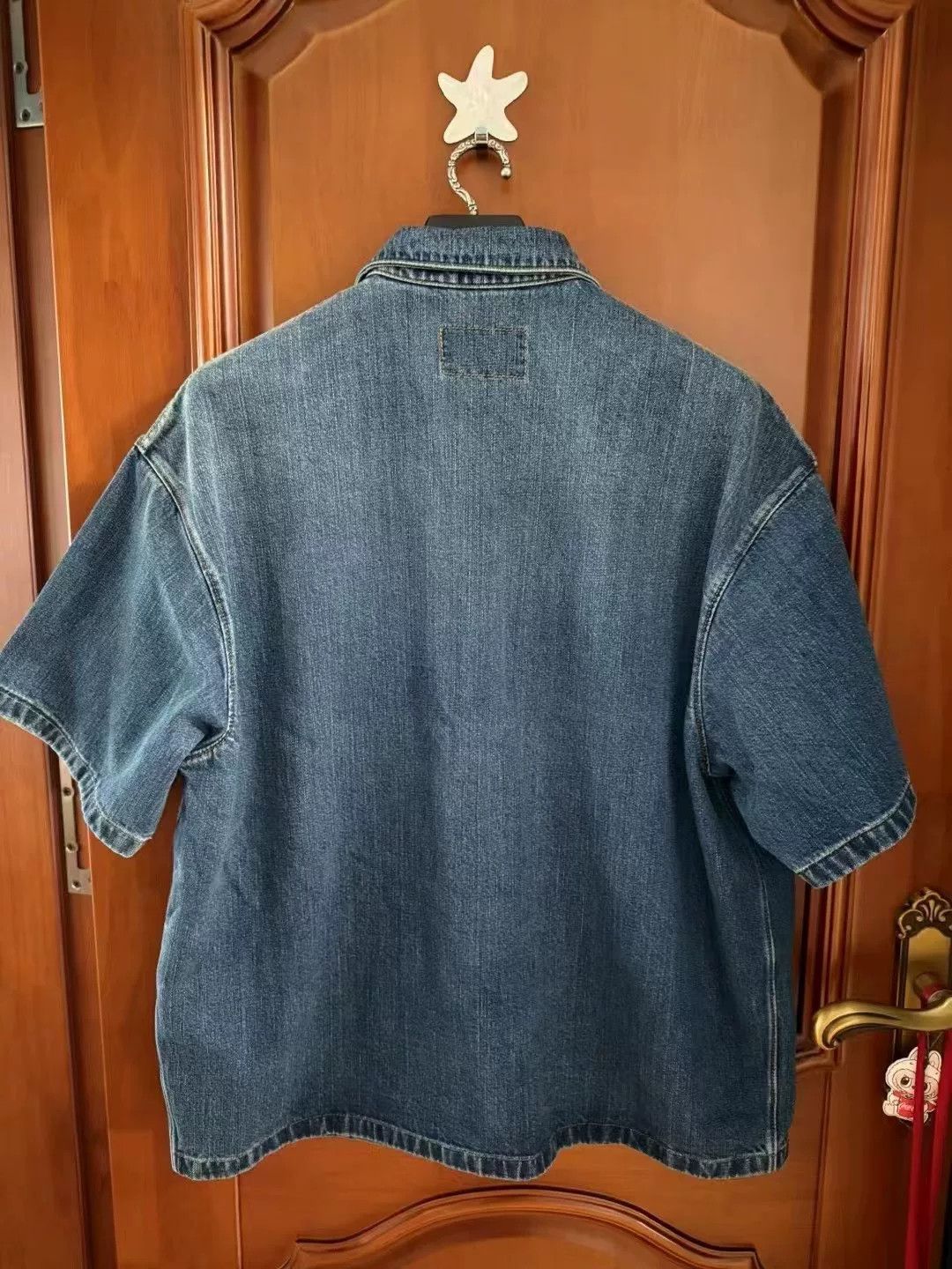 Prada Prada Triangle Logo Denim Short Sleeve Shirt Size US XL / EU 56 / 4 - 2 Thumbnail