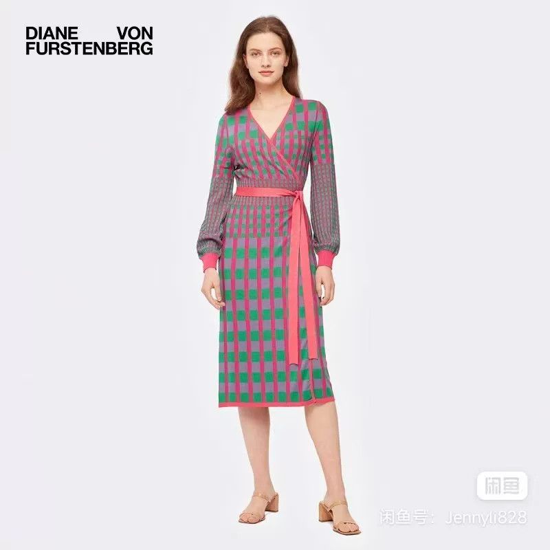 Diane von Furstenberg DVF Colorful Plaid Knit Wrap Dress XS Size XS / US 0-2 / IT 36-38 - 8 Thumbnail