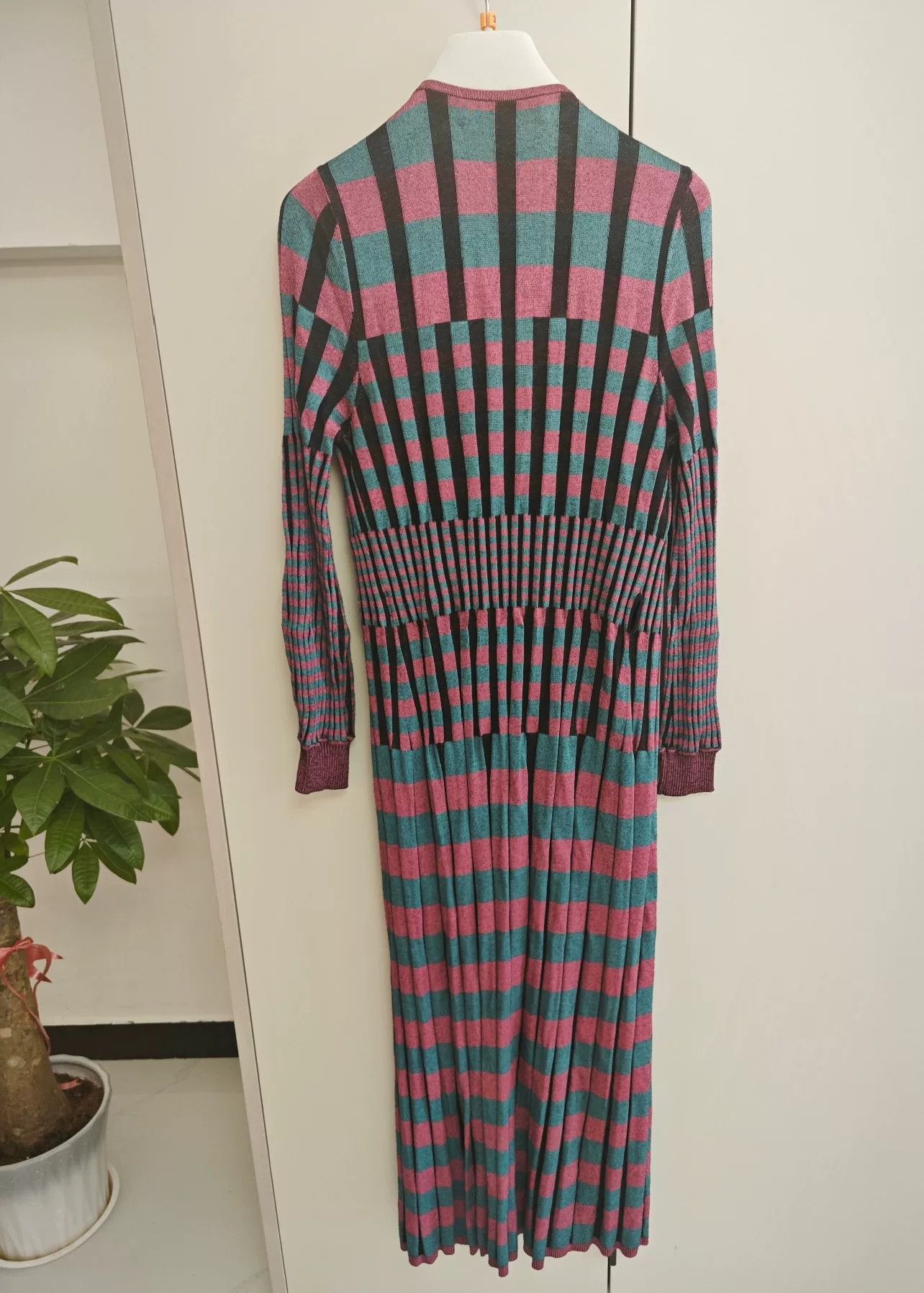 DVF Colorful Plaid Knit Wrap Dress XS