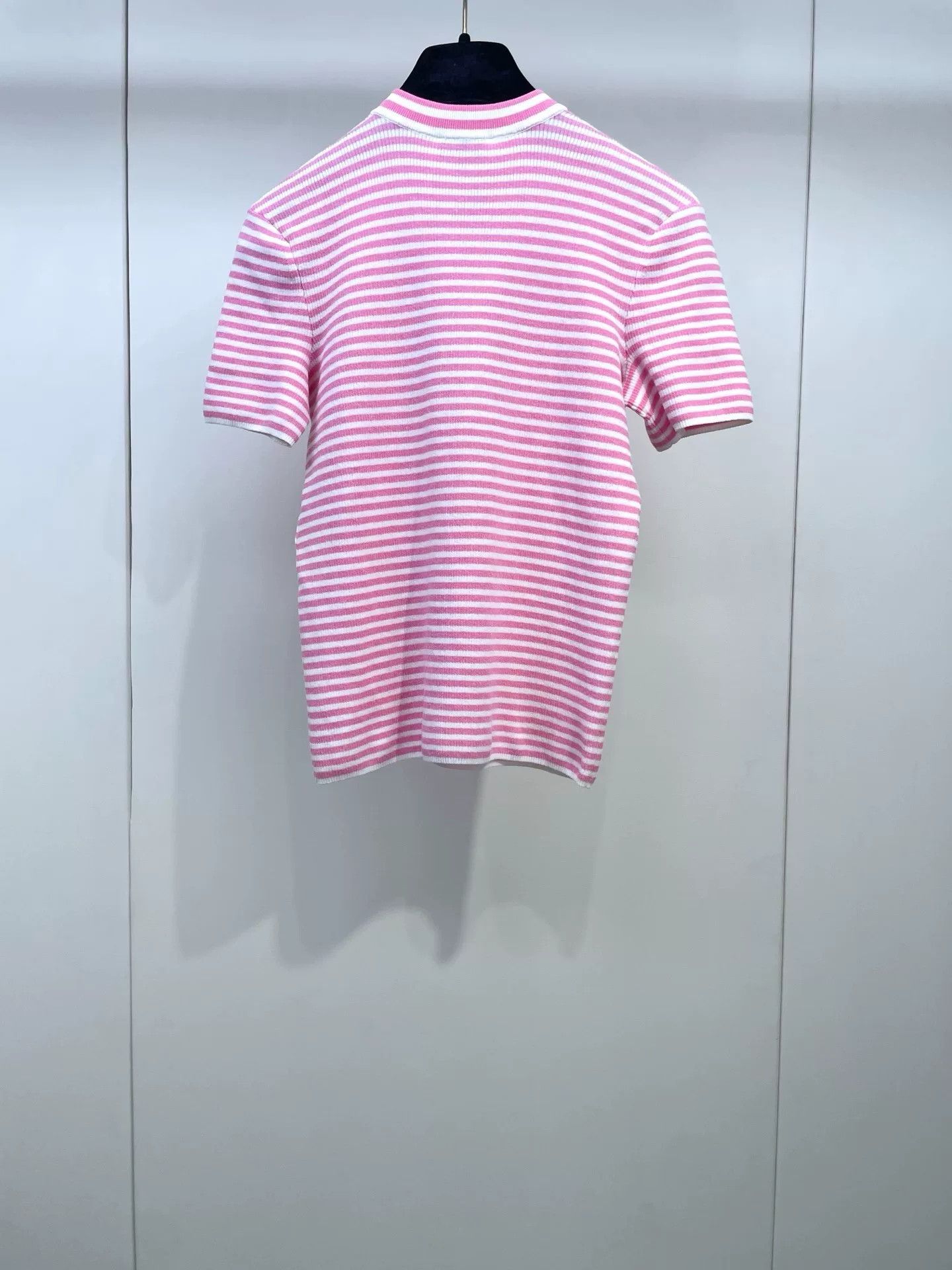 Chanel Chanel 24C Pink White Stripe Knit Top Size XXS / US 00 / IT 34 - 2 Thumbnail