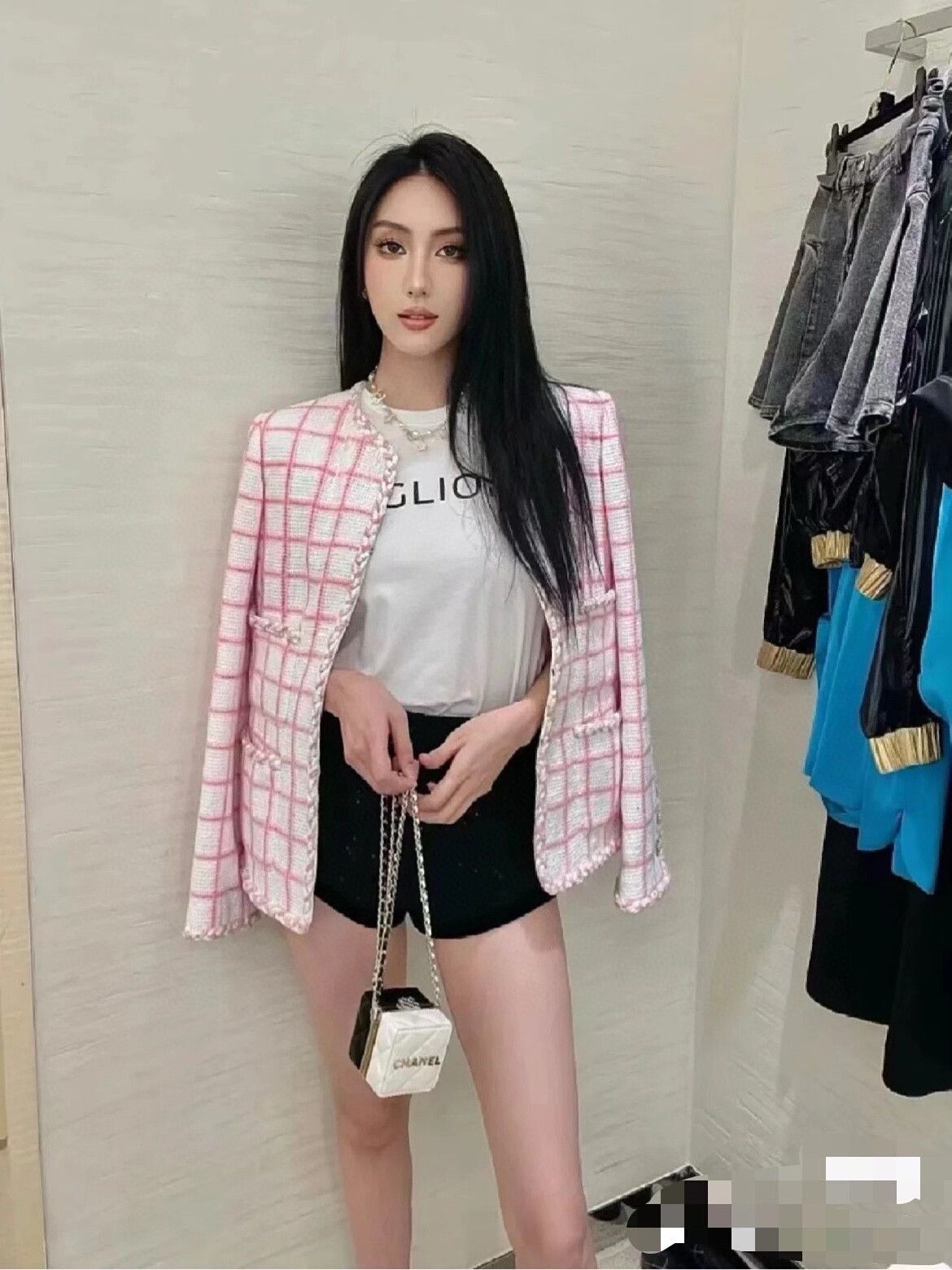Chanel Chanel 23C Pink White Plaid Diamond Coat Size S / US 4 / IT 40 - 7 Thumbnail
