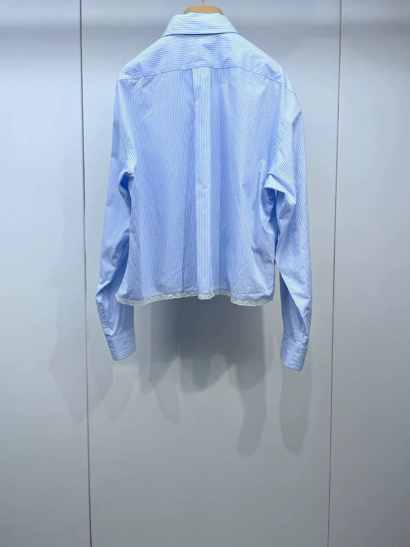 Miu Miu Miu Miu Lace Panel Vertical Stripe Shirt Size S / US 4 / IT 40 - 2 Thumbnail