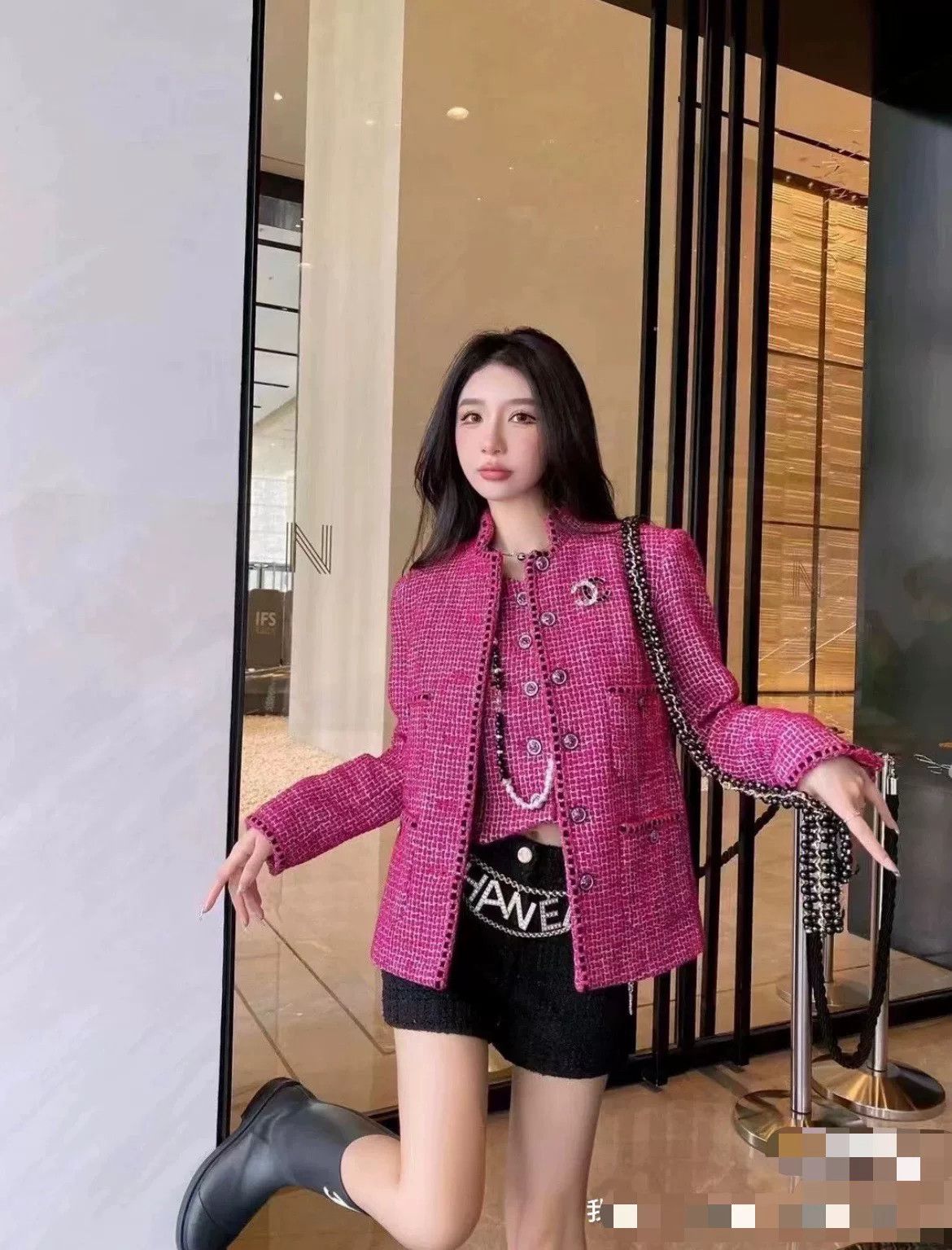 Chanel Chanel 22B Pink Tweed Stand Collar Jacket Size XS / US 0-2 / IT 36-38 - 9 Thumbnail