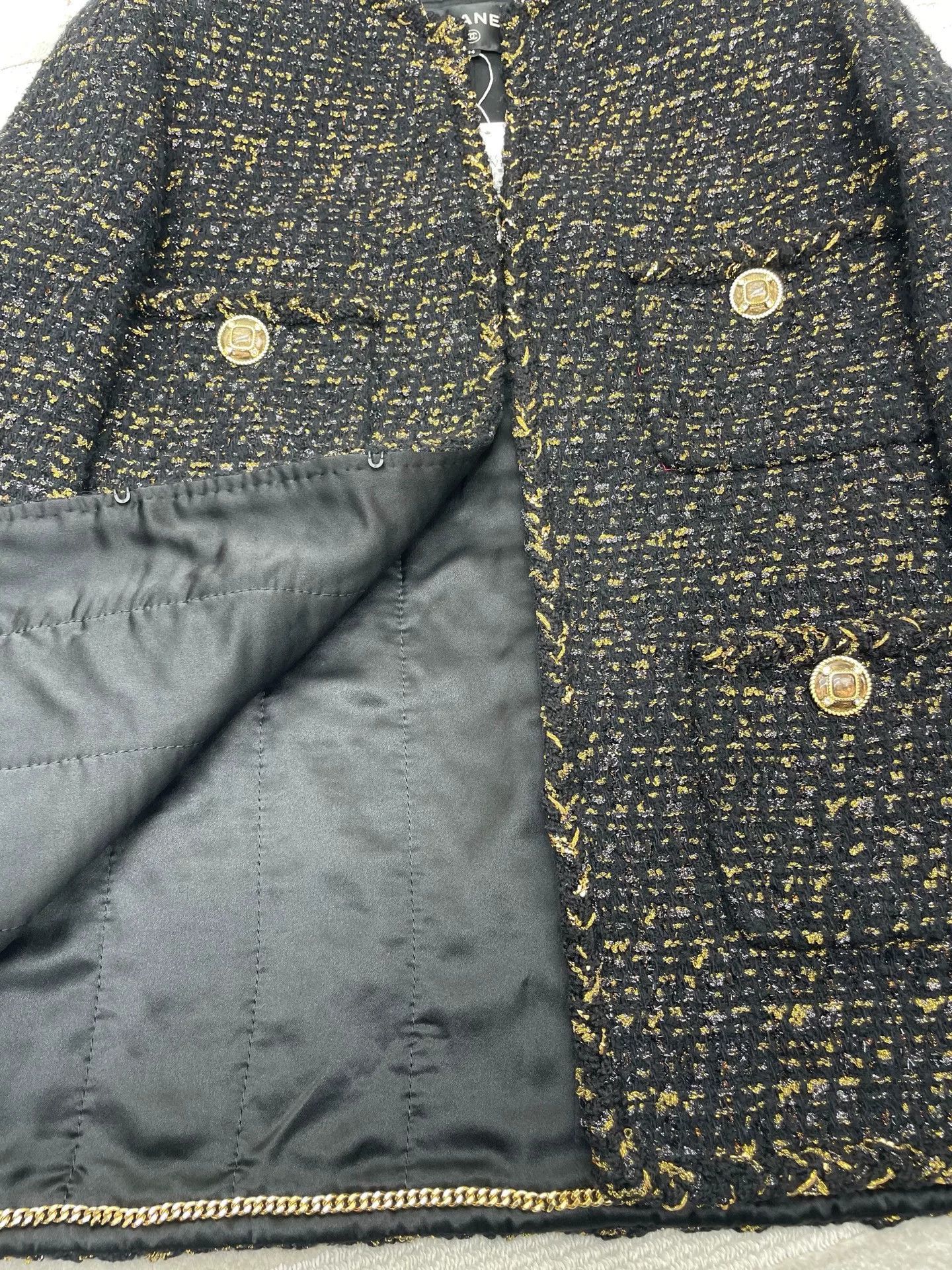 Chanel CHANEL Black Gold Coat Size XXS / US 00 / IT 34 - 3 Thumbnail