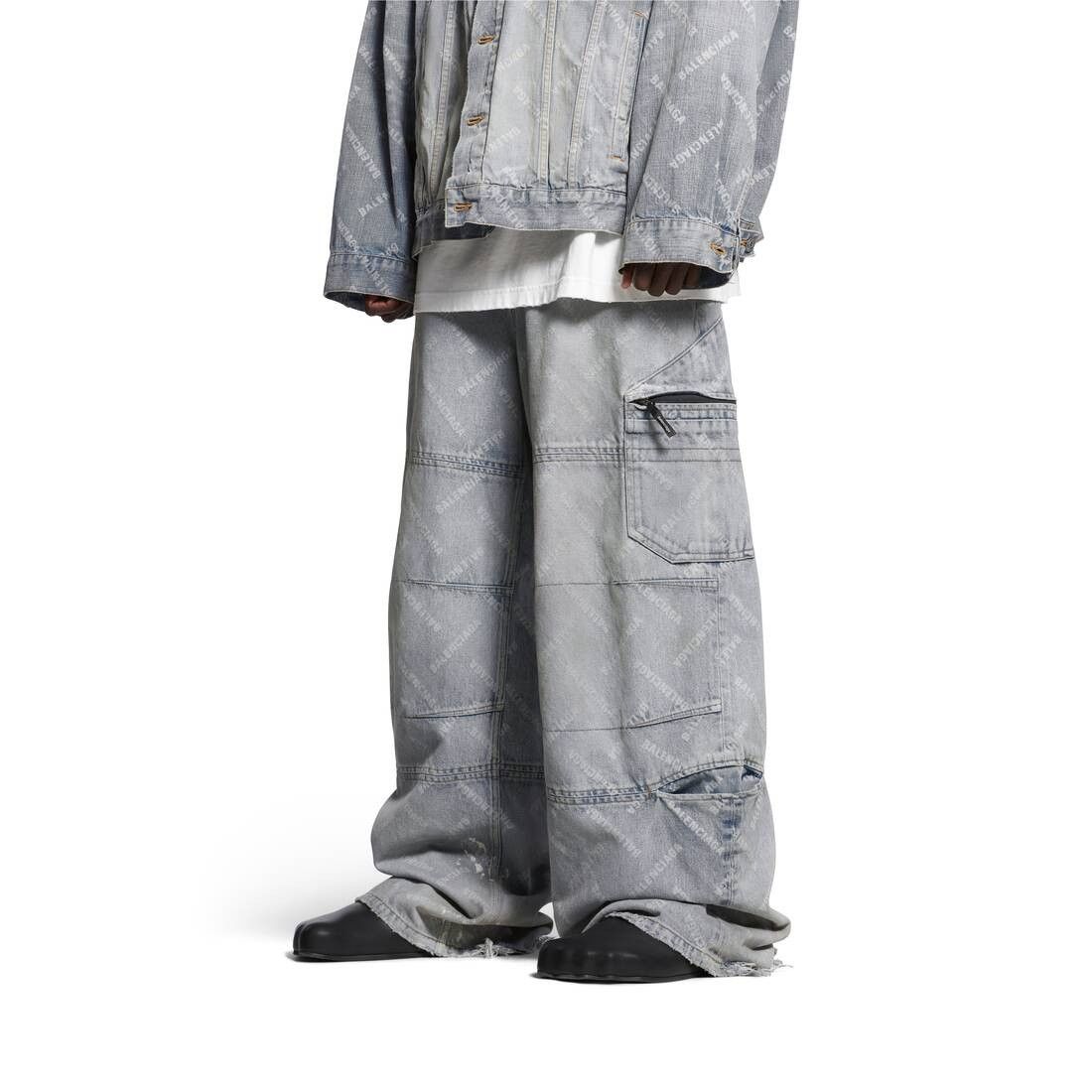 Balenciaga Bal Diagonal Allover Cargo Pants in Light Blue Size US 28 / EU 44 - 6 Thumbnail