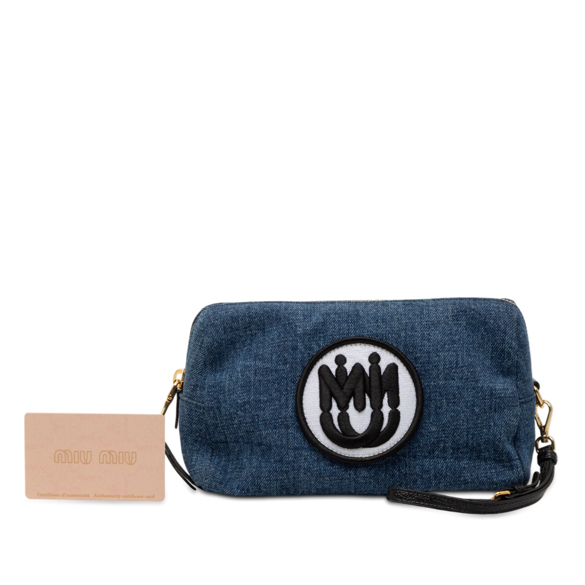 Miu Miu Miu Miu Denim Embroidered Logo Wristlet Pouch Size ONE SIZE - 7 Thumbnail