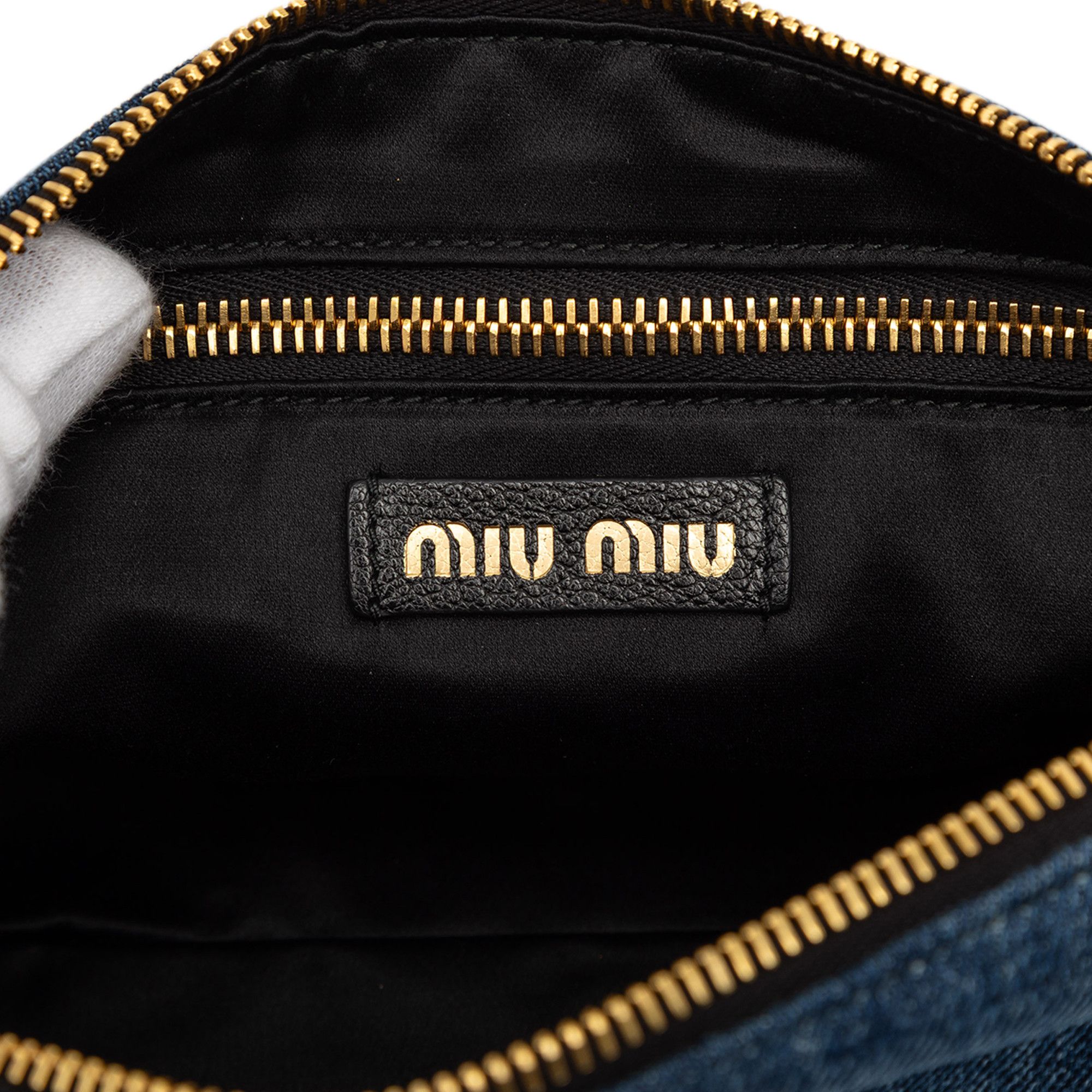 Miu Miu Miu Miu Denim Embroidered Logo Wristlet Pouch Size ONE SIZE - 5 Thumbnail