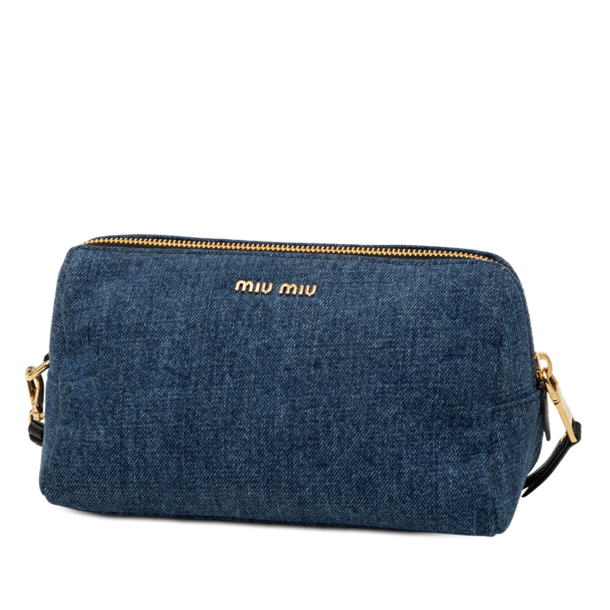 Miu Miu Miu Miu Denim Embroidered Logo Wristlet Pouch Size ONE SIZE - 2 Thumbnail