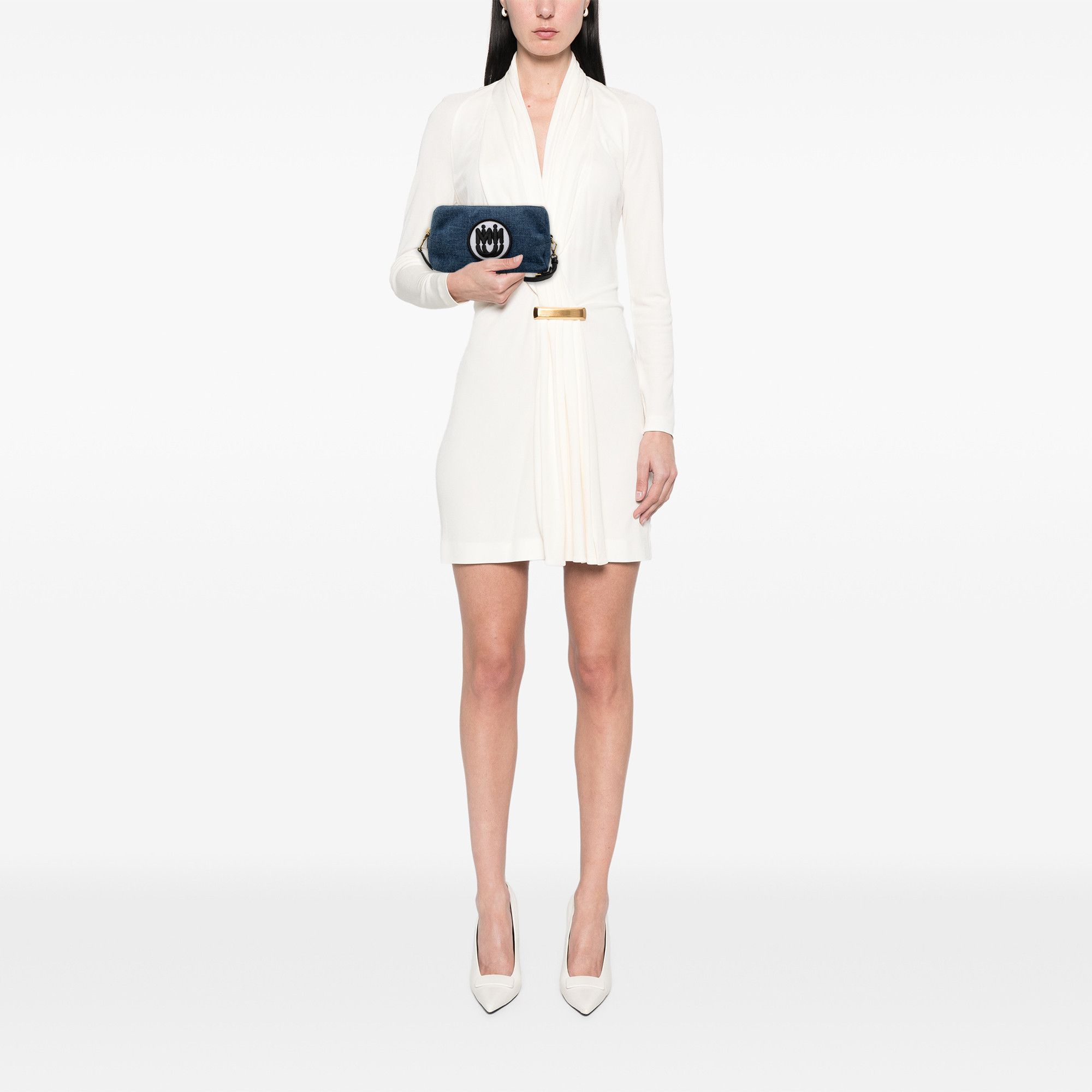 Miu Miu Miu Miu Denim Embroidered Logo Wristlet Pouch Size ONE SIZE - 6 Thumbnail