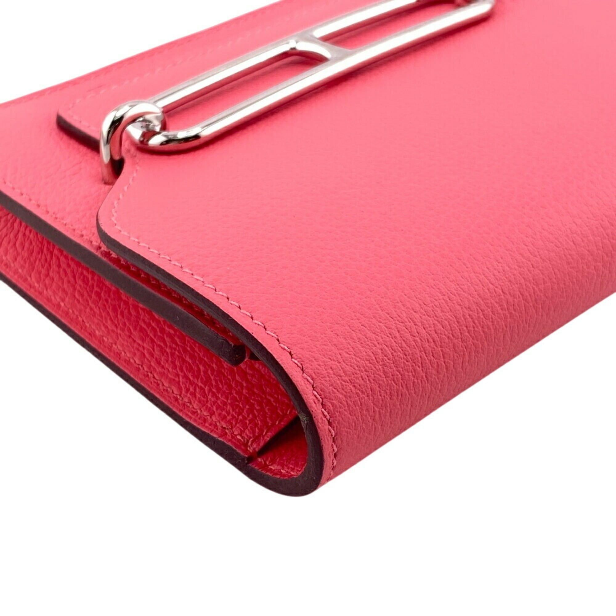 Hermes HERMES Lauris Leather Bifold Wallet Pink Women's Size ONE SIZE - 3 Thumbnail