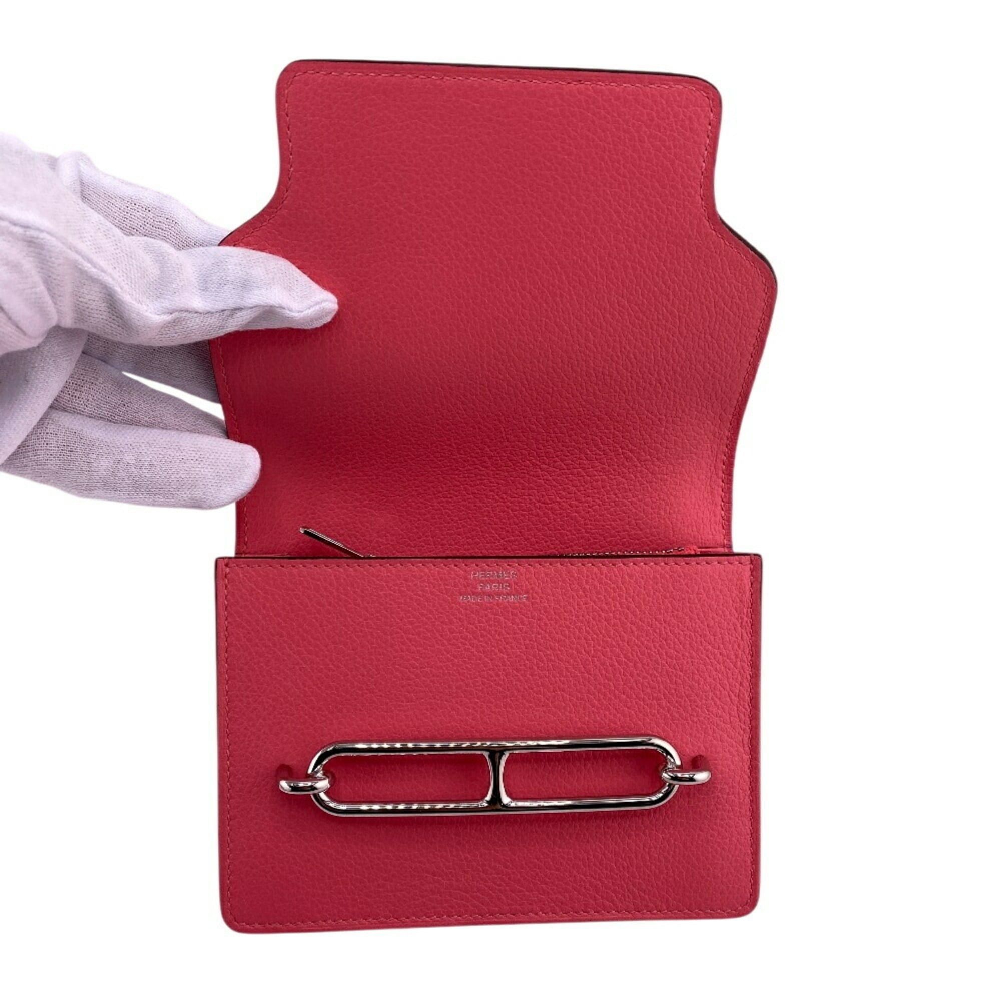 Hermes HERMES Lauris Leather Bifold Wallet Pink Women's Size ONE SIZE - 6 Thumbnail