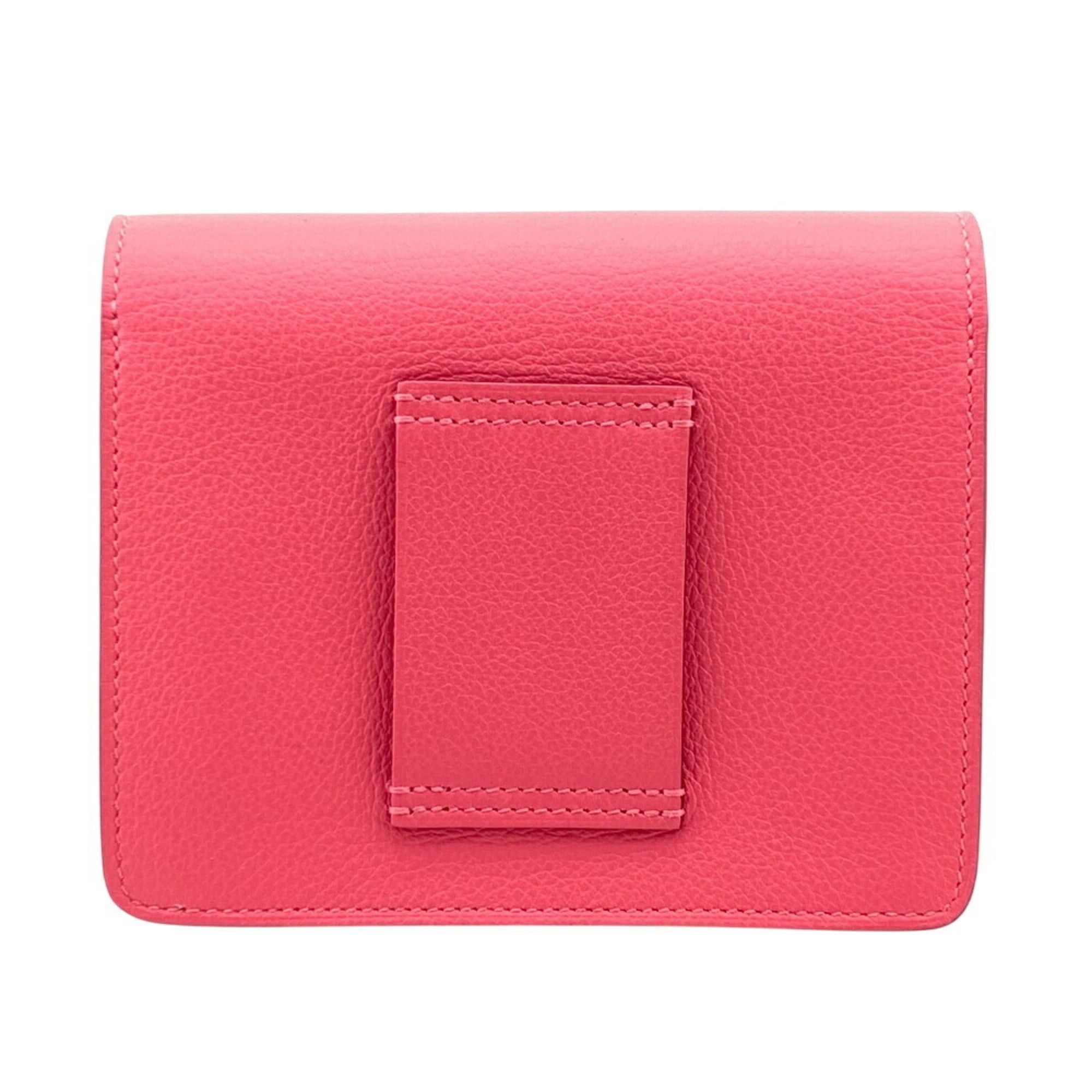 Hermes HERMES Lauris Leather Bifold Wallet Pink Women's Size ONE SIZE - 2 Thumbnail