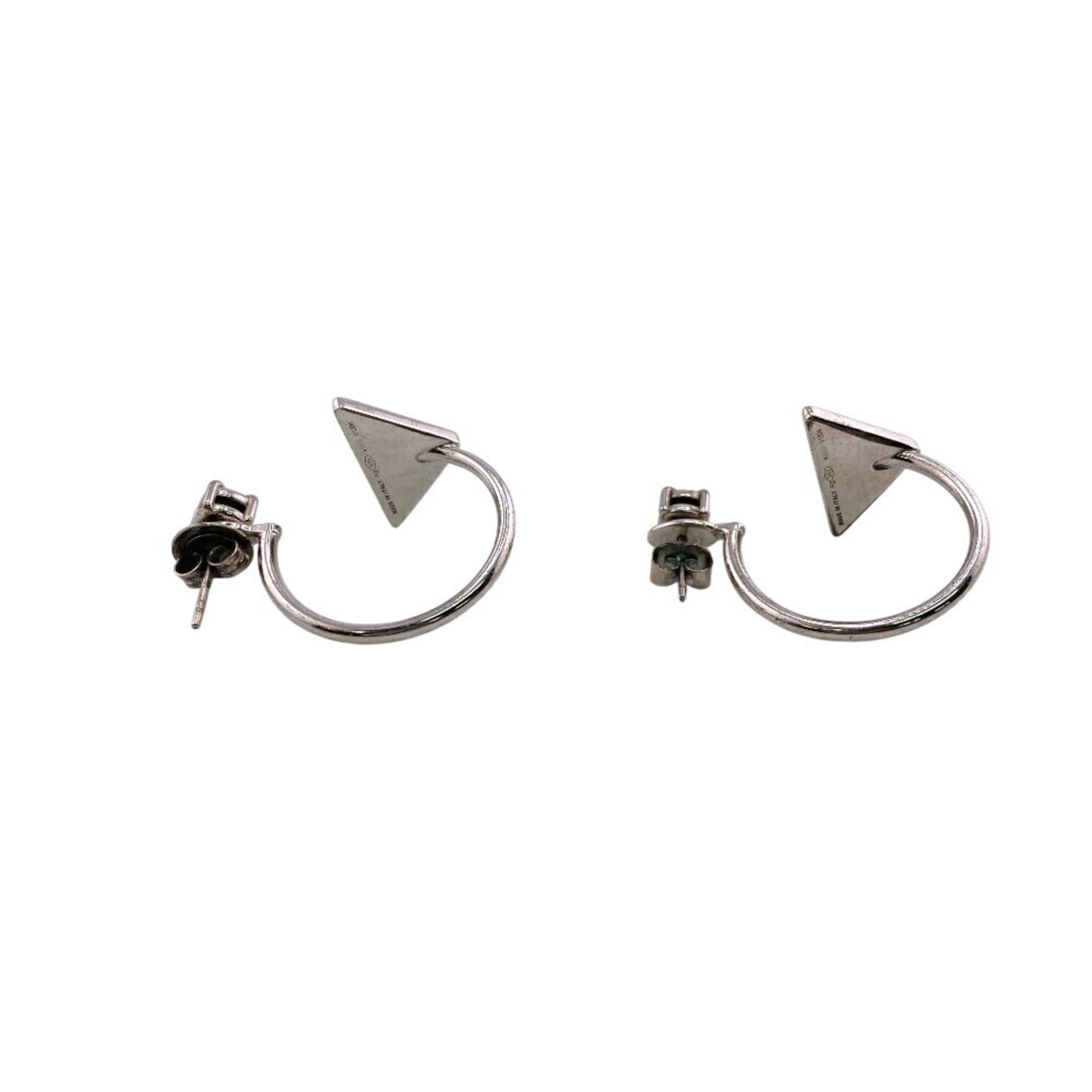 Prada Prada Triangle Symbol Silver Earrings for Women Size ONE SIZE - 3 Thumbnail