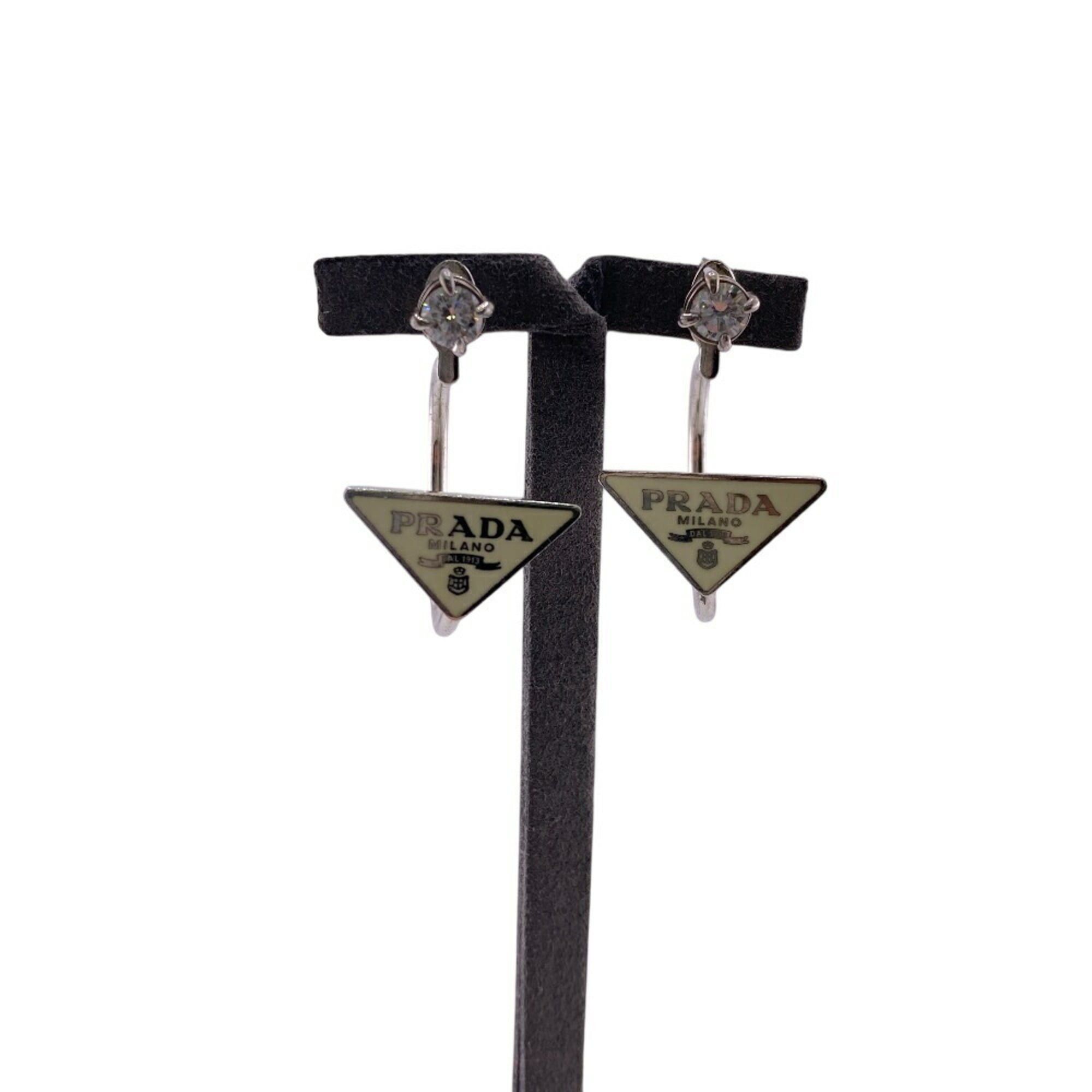 Prada Prada Triangle Symbol Silver Earrings for Women Size ONE SIZE - 4 Thumbnail