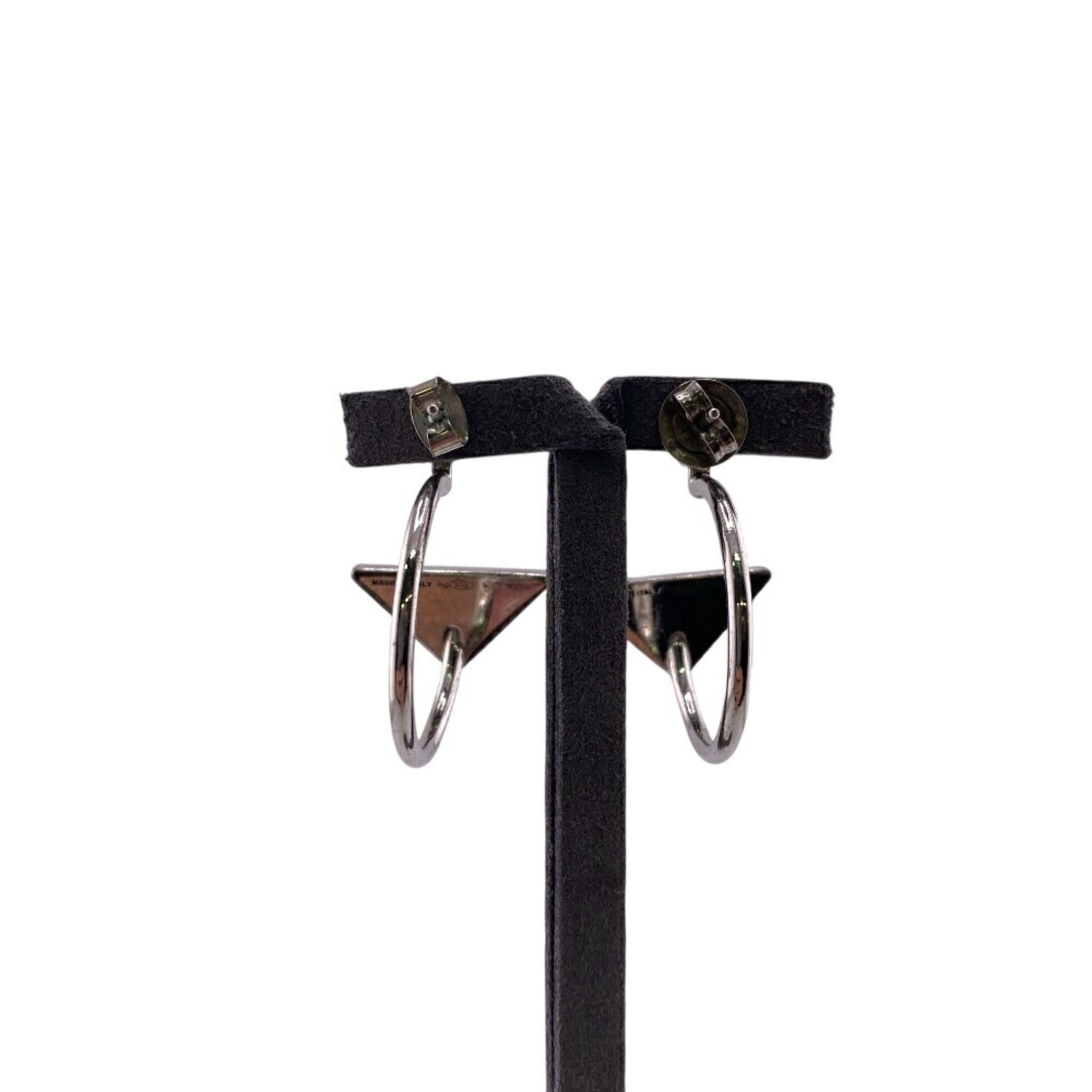 Prada Prada Triangle Symbol Silver Earrings for Women Size ONE SIZE - 6 Thumbnail