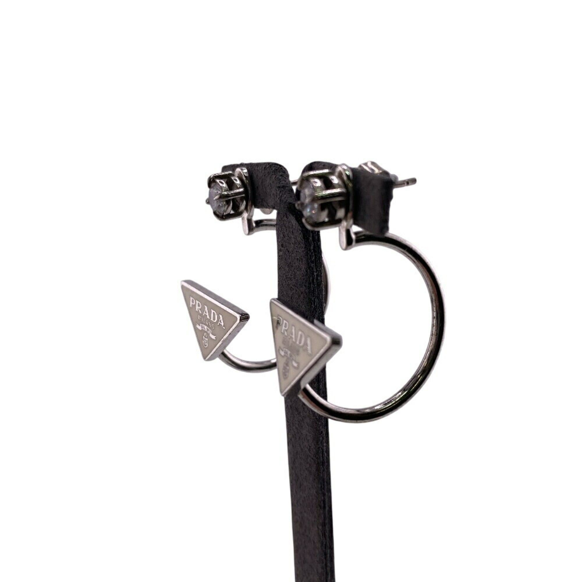 Prada Prada Triangle Symbol Silver Earrings for Women Size ONE SIZE - 5 Thumbnail