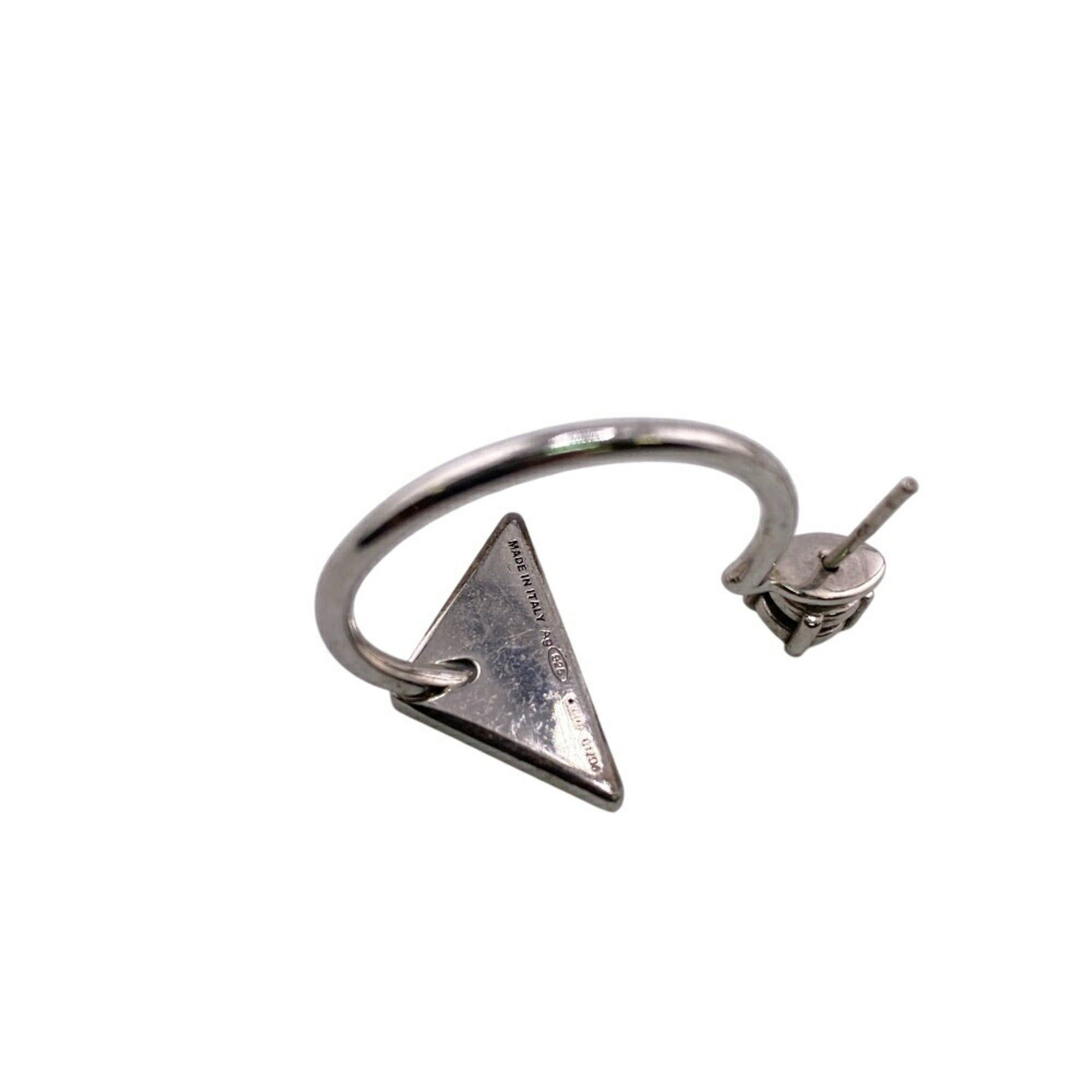 Prada Prada Triangle Symbol Silver Earrings for Women Size ONE SIZE - 7 Thumbnail