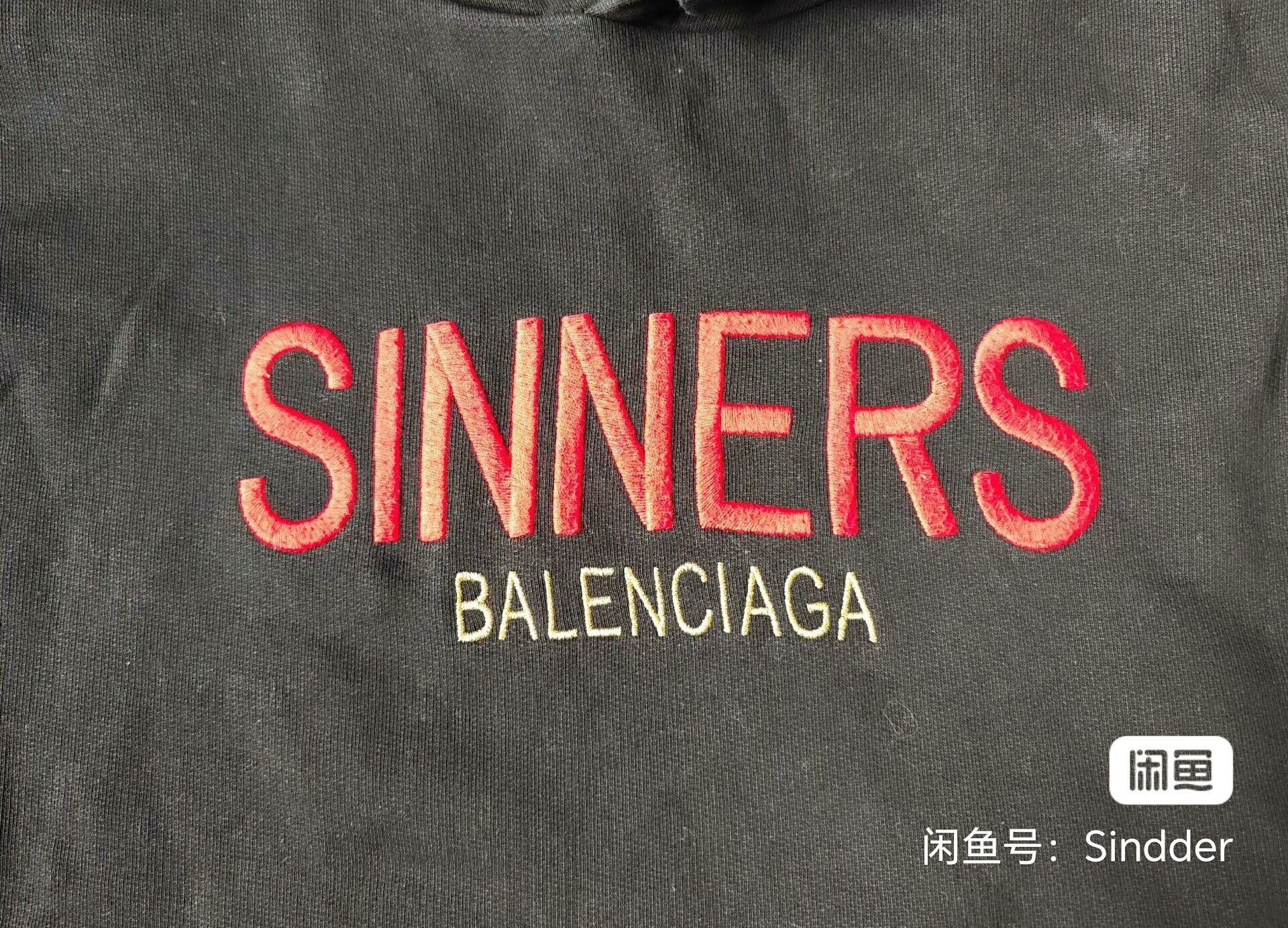 Balenciaga Balenciaga Sinners Logo Embroidered Hoodie Size US XS / EU 42 / 0 - 3 Thumbnail