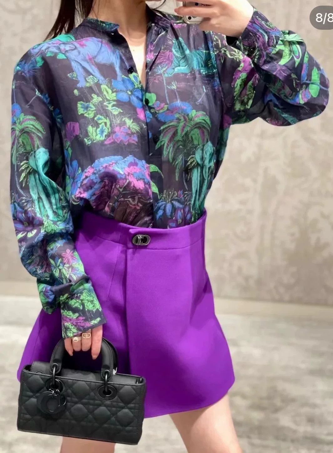 Dior Dior Purple Fake Two-Piece Skirted Shorts Size 36" / US 14 / IT 50 - 4 Thumbnail