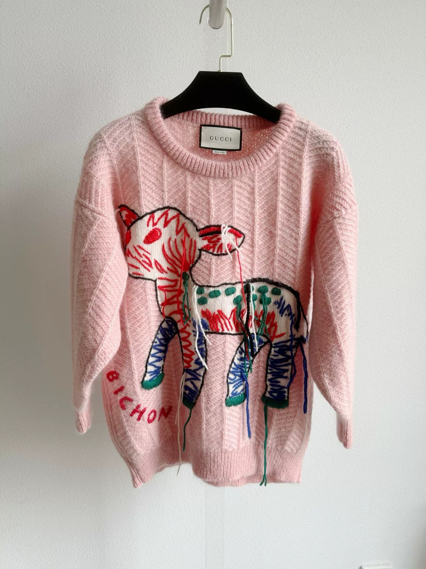 Gucci Gucci Pink Deer Embroidery Fringe Sweater XS Size XS / US 0-2 / IT 36-38 - 2 Thumbnail