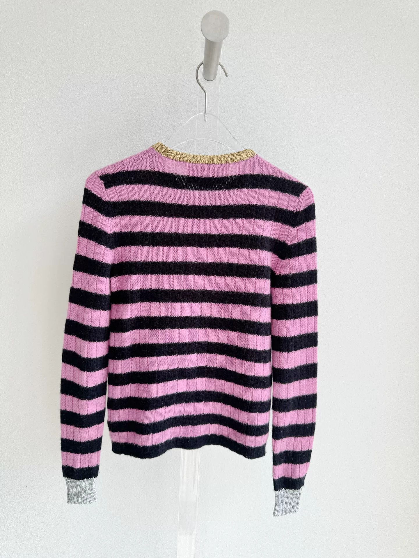Gucci Gucci Pink Striped Cat Embroidery Sweater Size XXS / US 00 / IT 34 - 3 Thumbnail