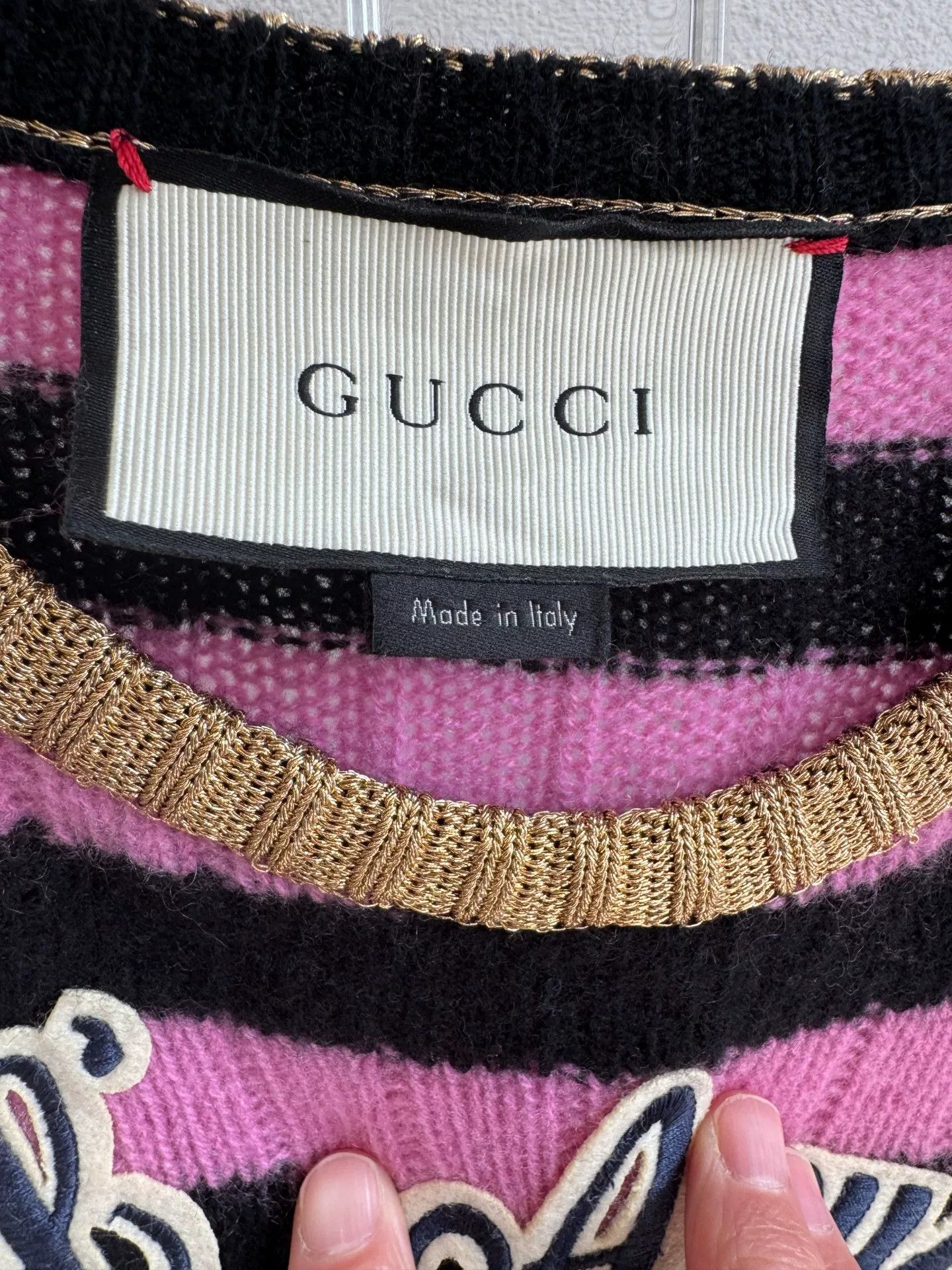 Gucci Gucci Pink Striped Cat Embroidery Sweater Size XXS / US 00 / IT 34 - 4 Thumbnail