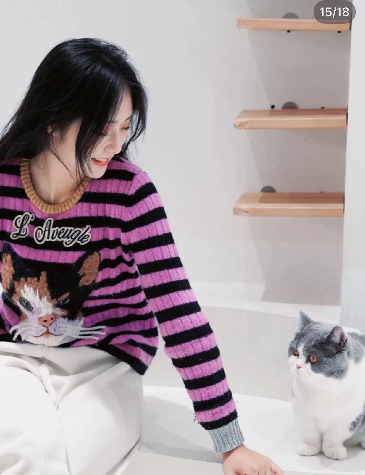 Gucci Gucci Pink Striped Cat Embroidery Sweater Size XXS / US 00 / IT 34 - 9 Thumbnail