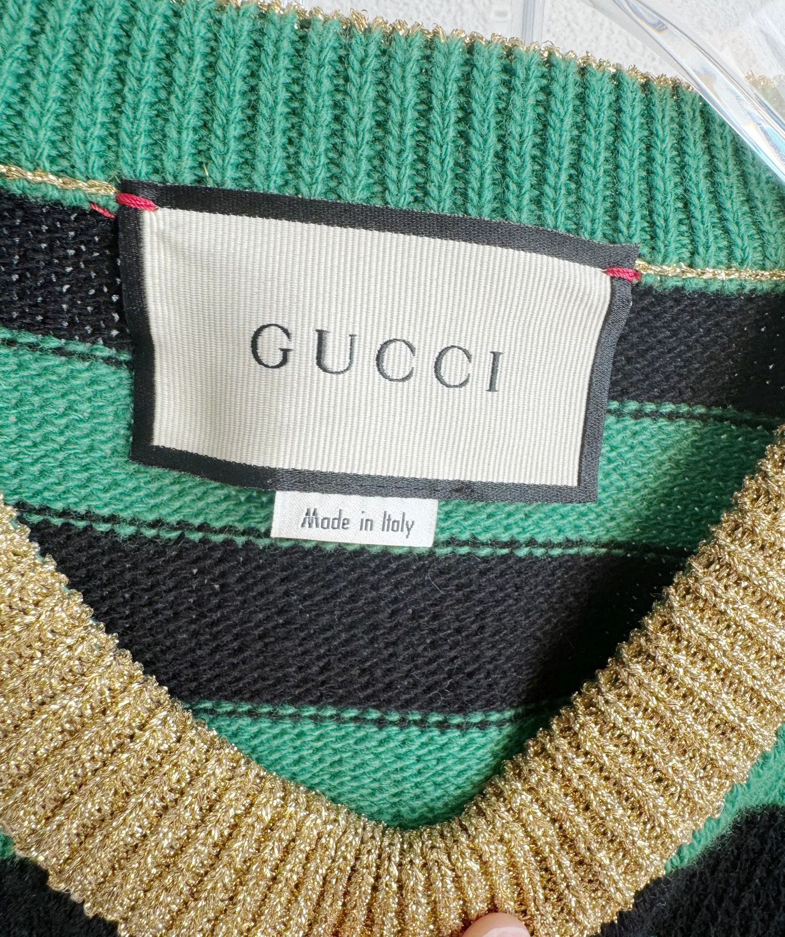 Gucci Gucci Green Cat Striped Sweater XS Size XS / US 0-2 / IT 36-38 - 4 Thumbnail