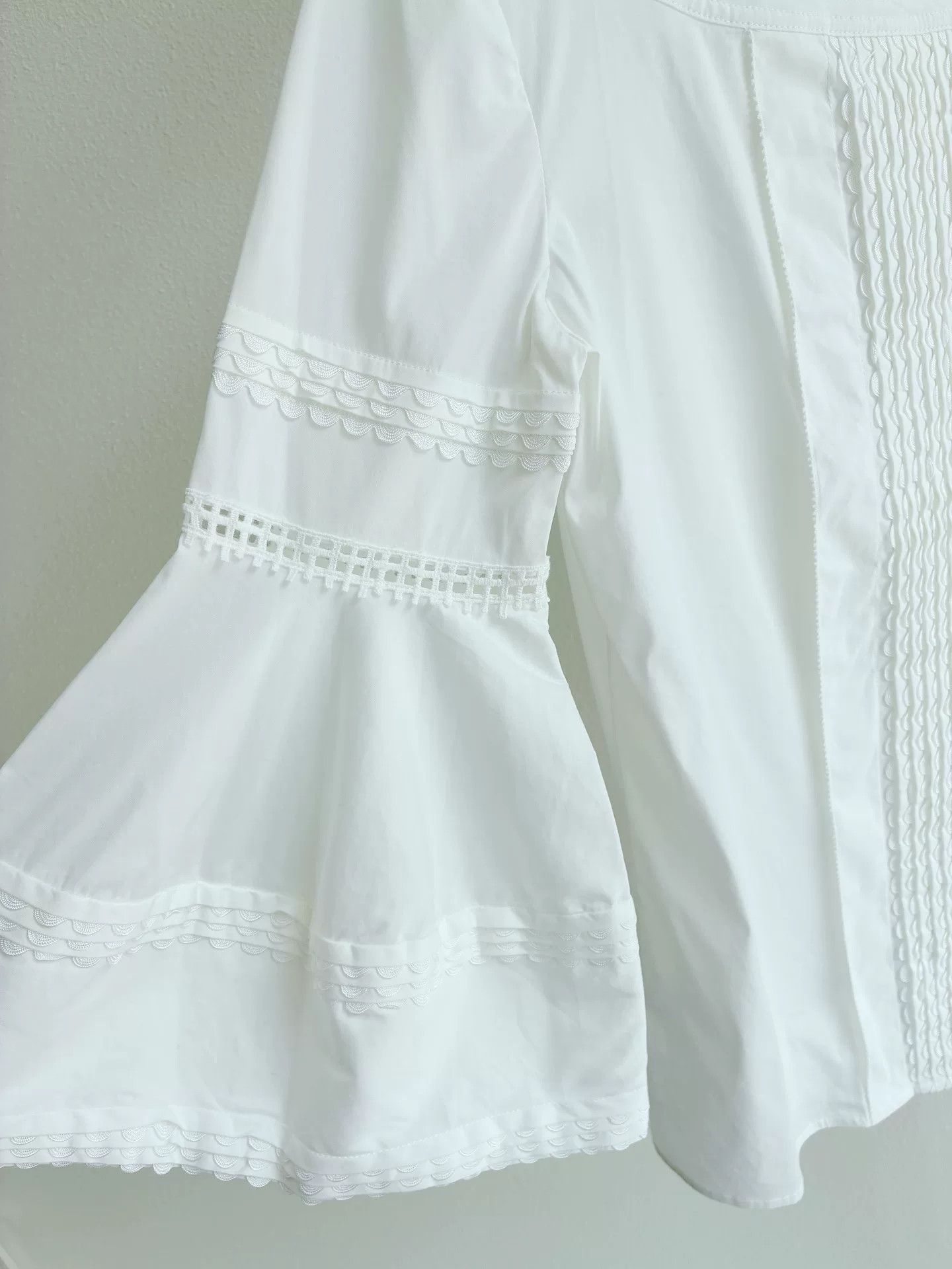 Oscar De La Renta Oscar de la Renta White Lace Blouse Size XS / US 0-2 / IT 36-38 - 4 Thumbnail