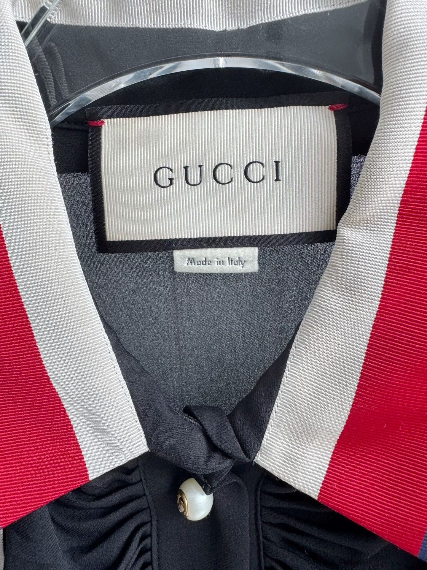 Gucci Gucci Black Ruffle Pearl Button Blouse Size S / US 4 / IT 40 - 4 Thumbnail