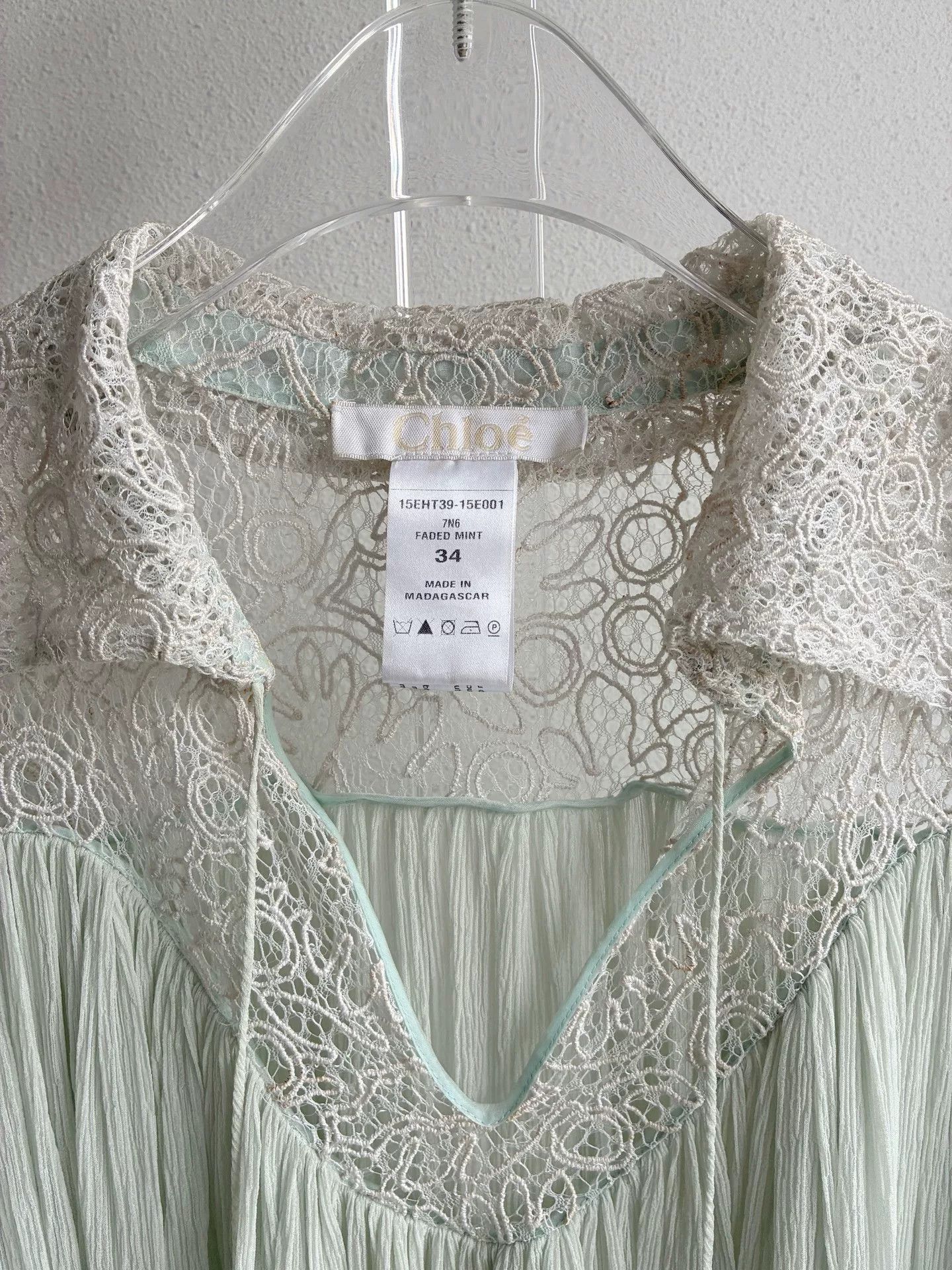Chloe Chloe Mint Green Lace Shirt Size XXS / US 00 / IT 34 - 3 Thumbnail