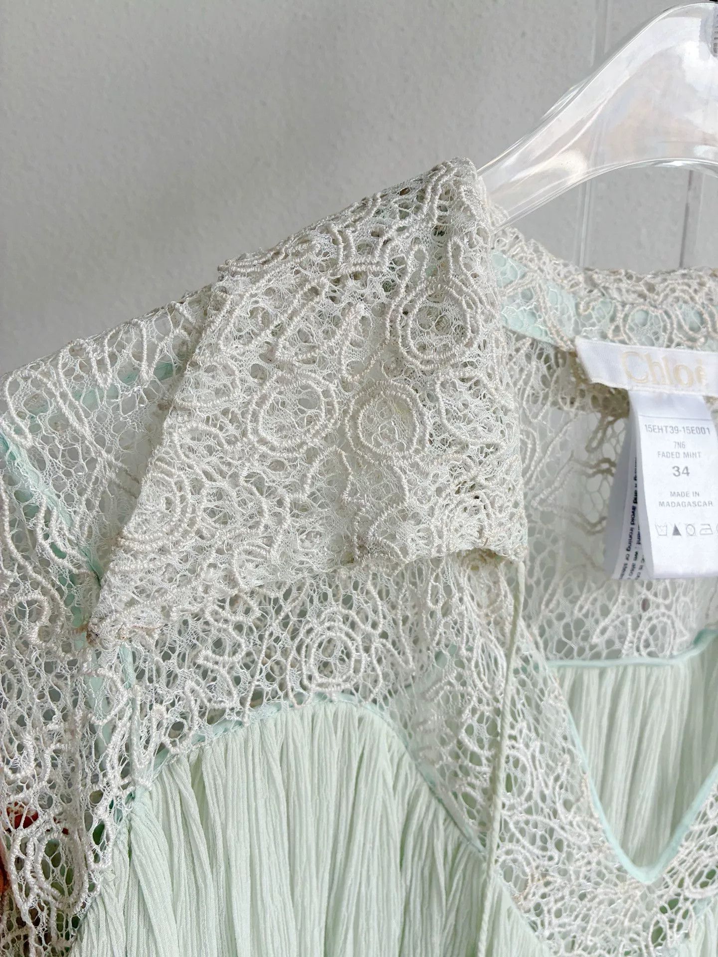 Chloe Chloe Mint Green Lace Shirt Size XXS / US 00 / IT 34 - 4 Thumbnail