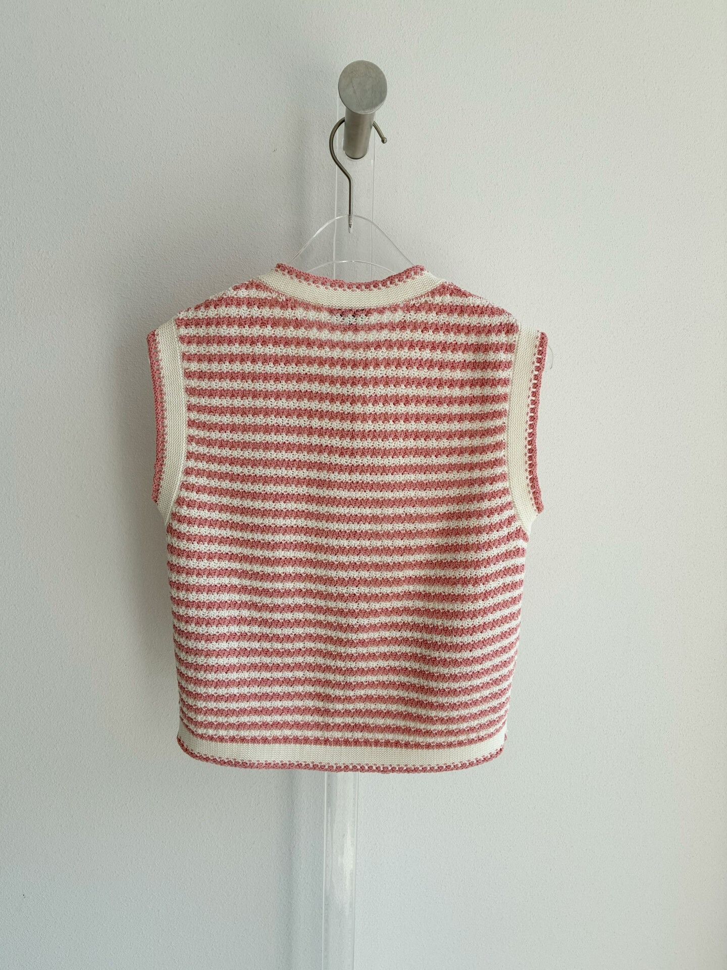 Chanel Chanel 22P Pink White Striped Knit Vest Size XS / US 0-2 / IT 36-38 - 3 Thumbnail