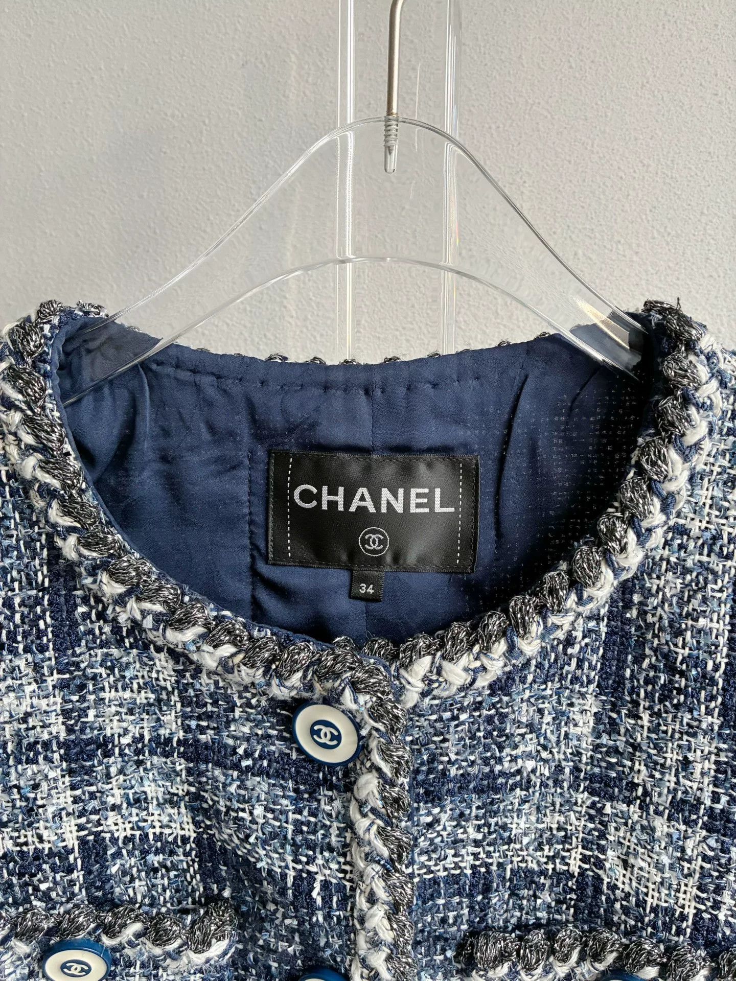 Chanel Chanel Blue Plaid Tweed Jacket Size XXS / US 00 / IT 34 - 4 Thumbnail