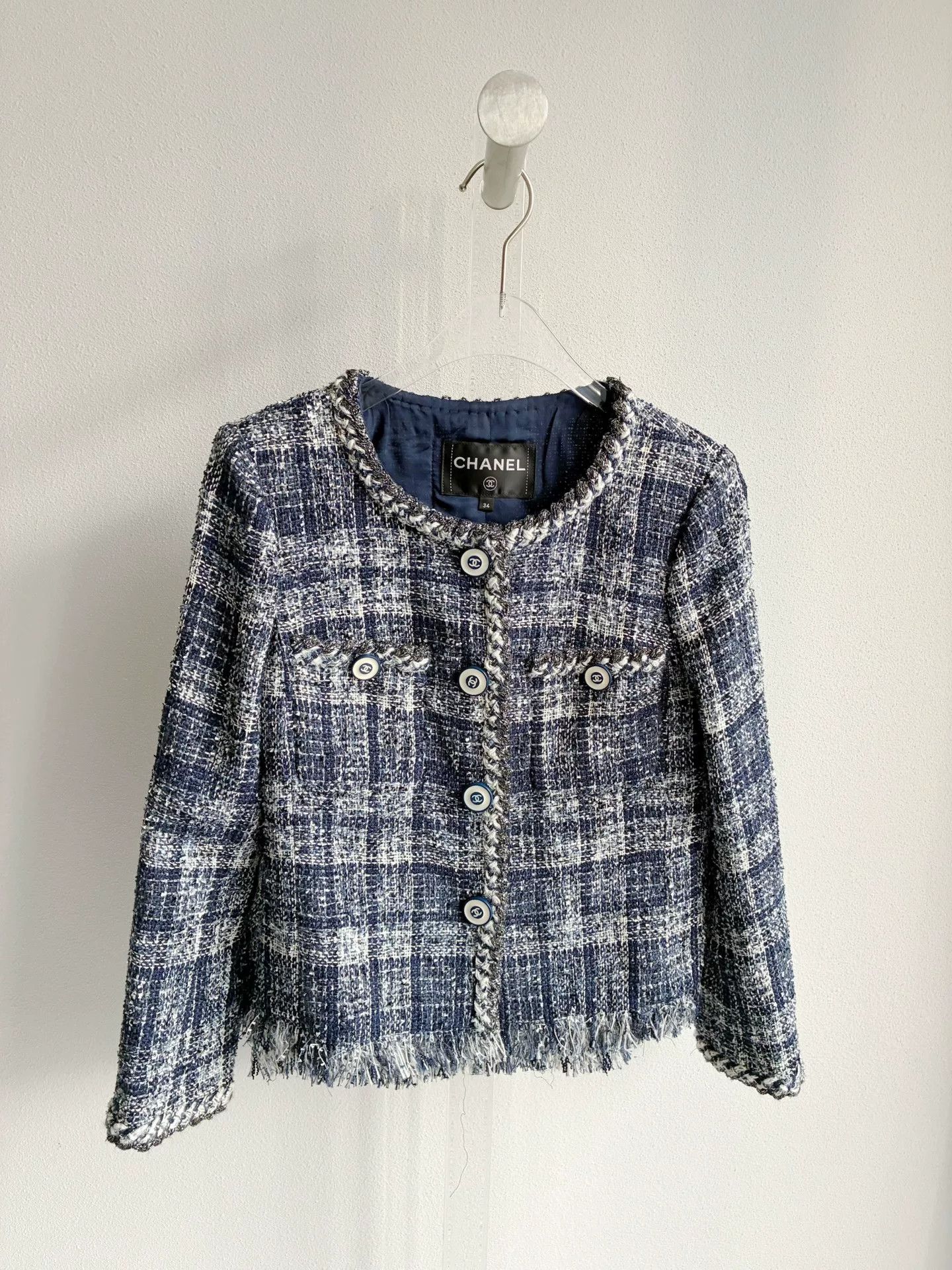 Chanel Chanel Blue Plaid Tweed Jacket Size XXS / US 00 / IT 34 - 2 Thumbnail